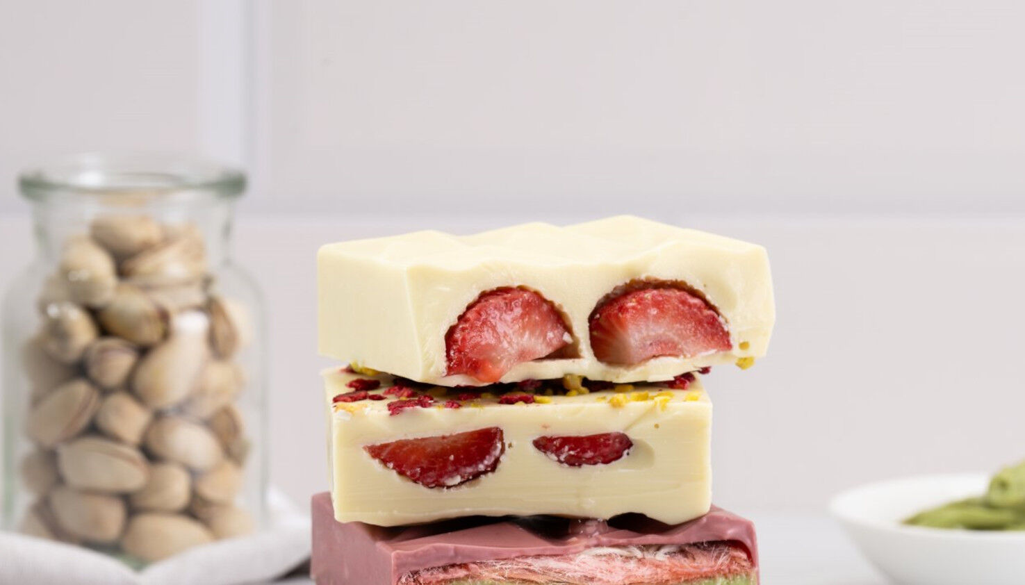 Weiße Schokolade mit Erdbeeren Weiße Schokolade mit Erdbeeren