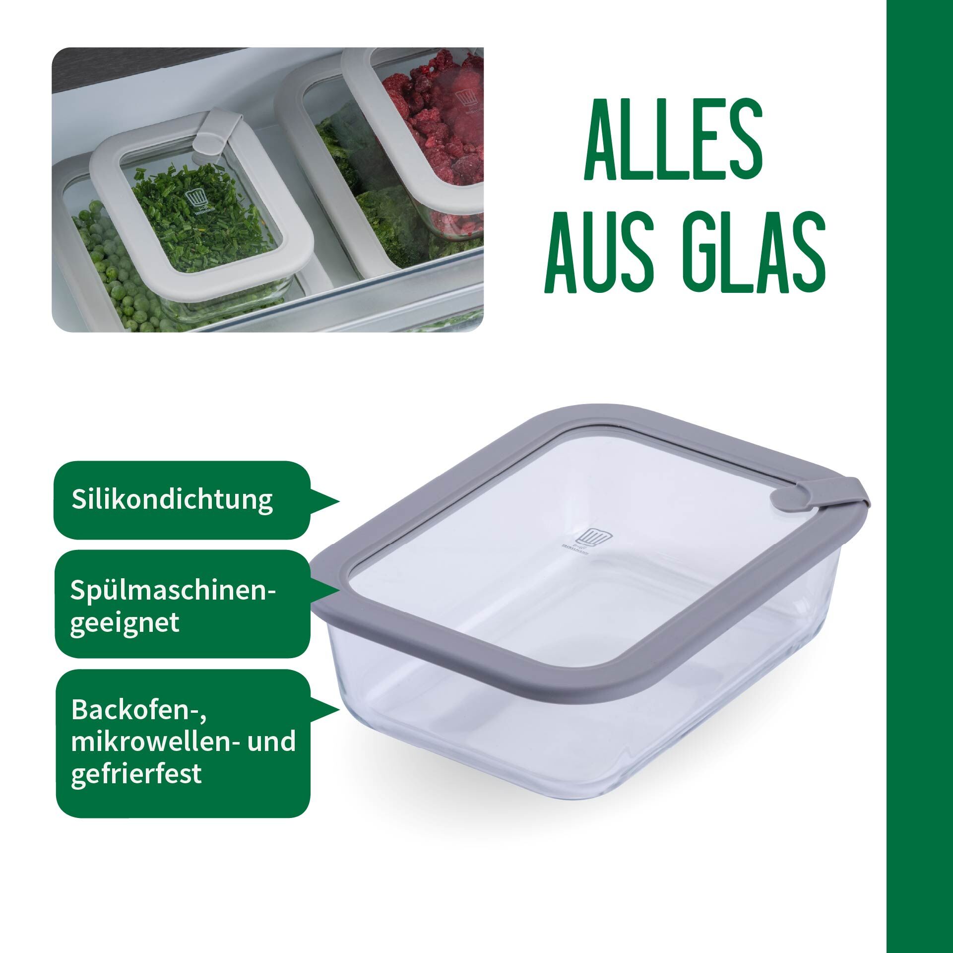 Vorratsdose Glas, eckig, 1520ml