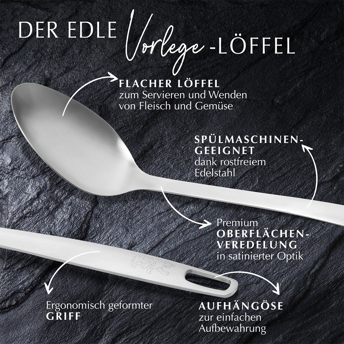 Servierlöffel Satin, 31,5cm, Edelstahl