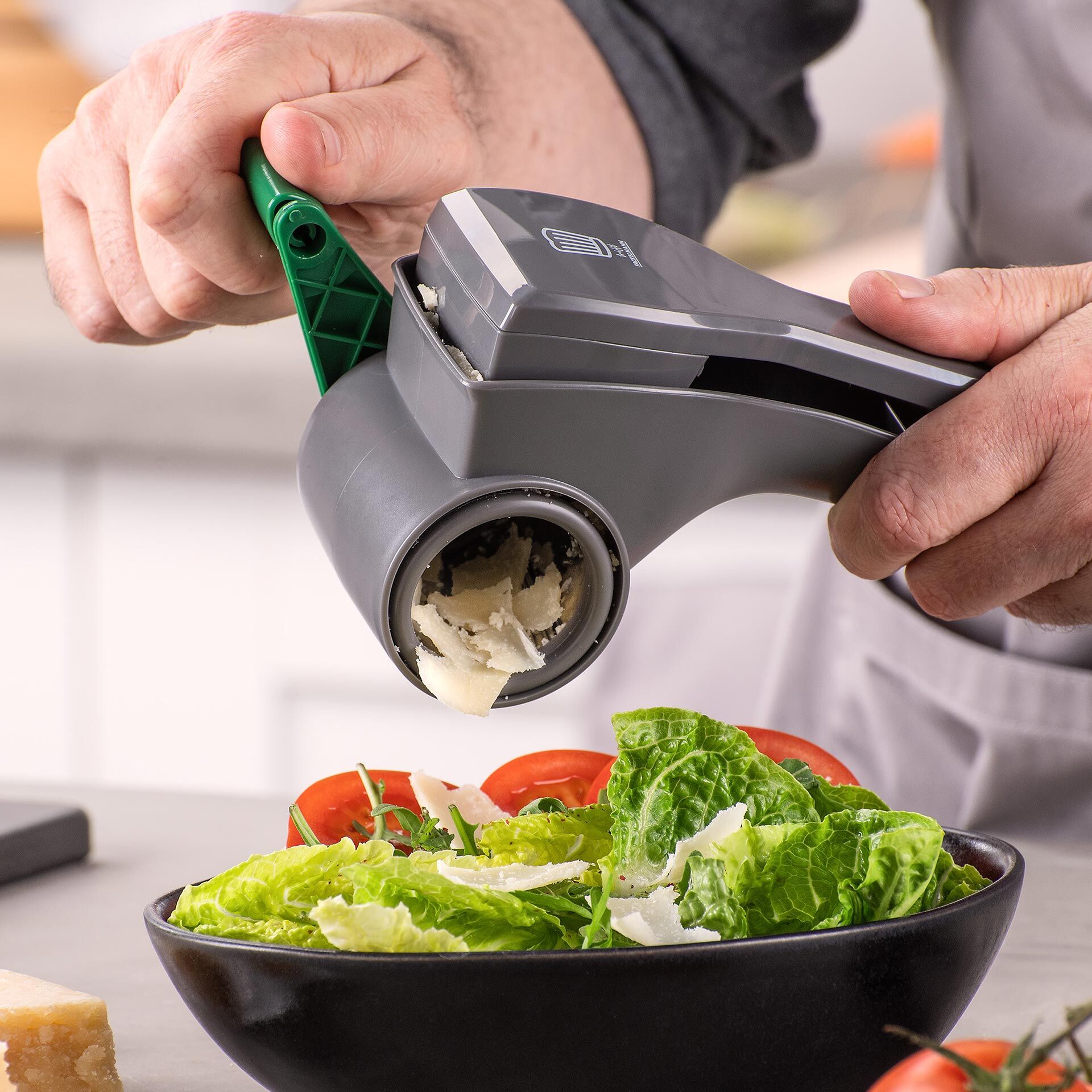 Trommelreibe mit 3 Edelstahl-Trommeln