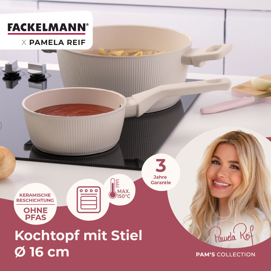 Pamela Reif Stielkasserolle mit Deckel Shell, Ø16cm