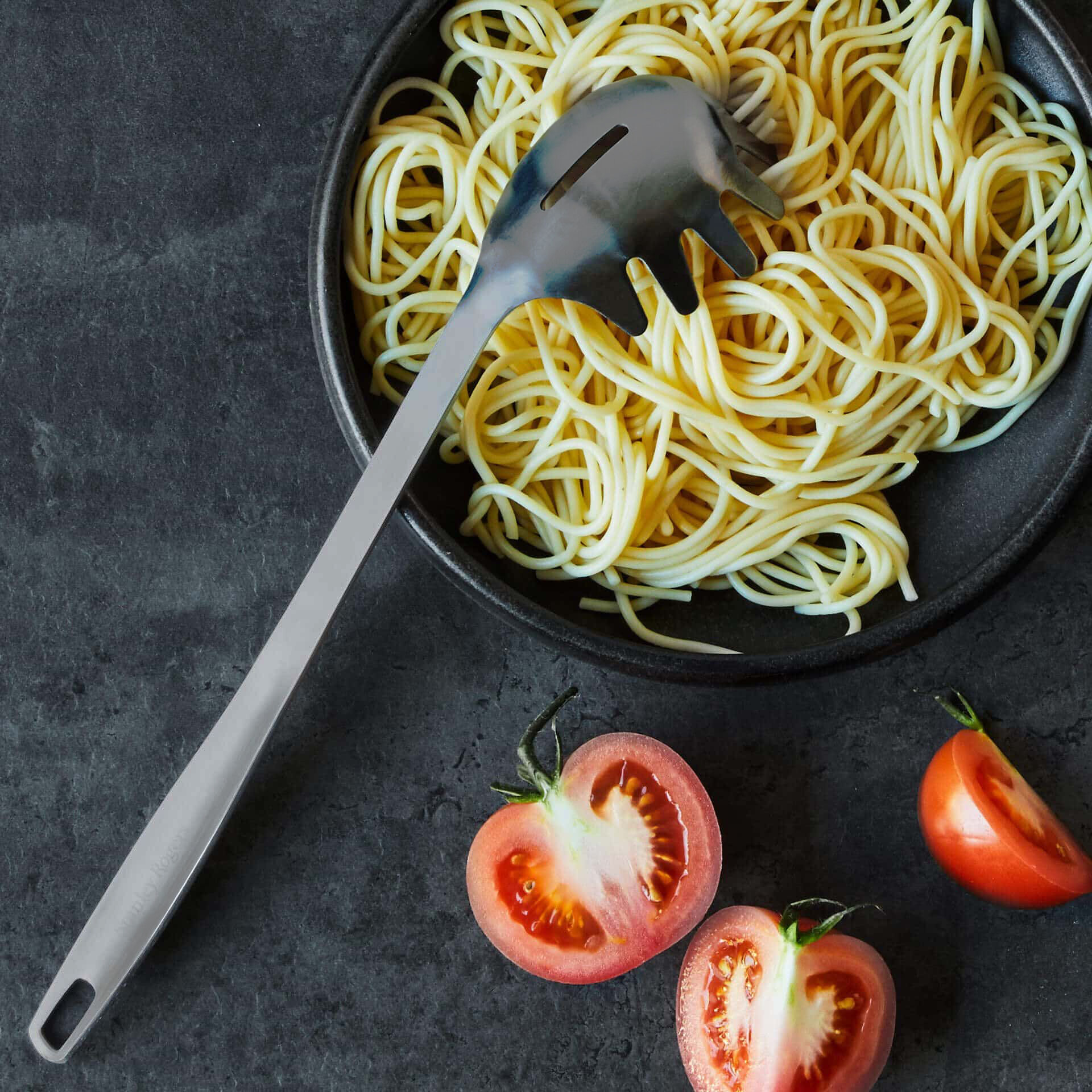 Spaghettilöffel Satin, schwarz, Edelstahl