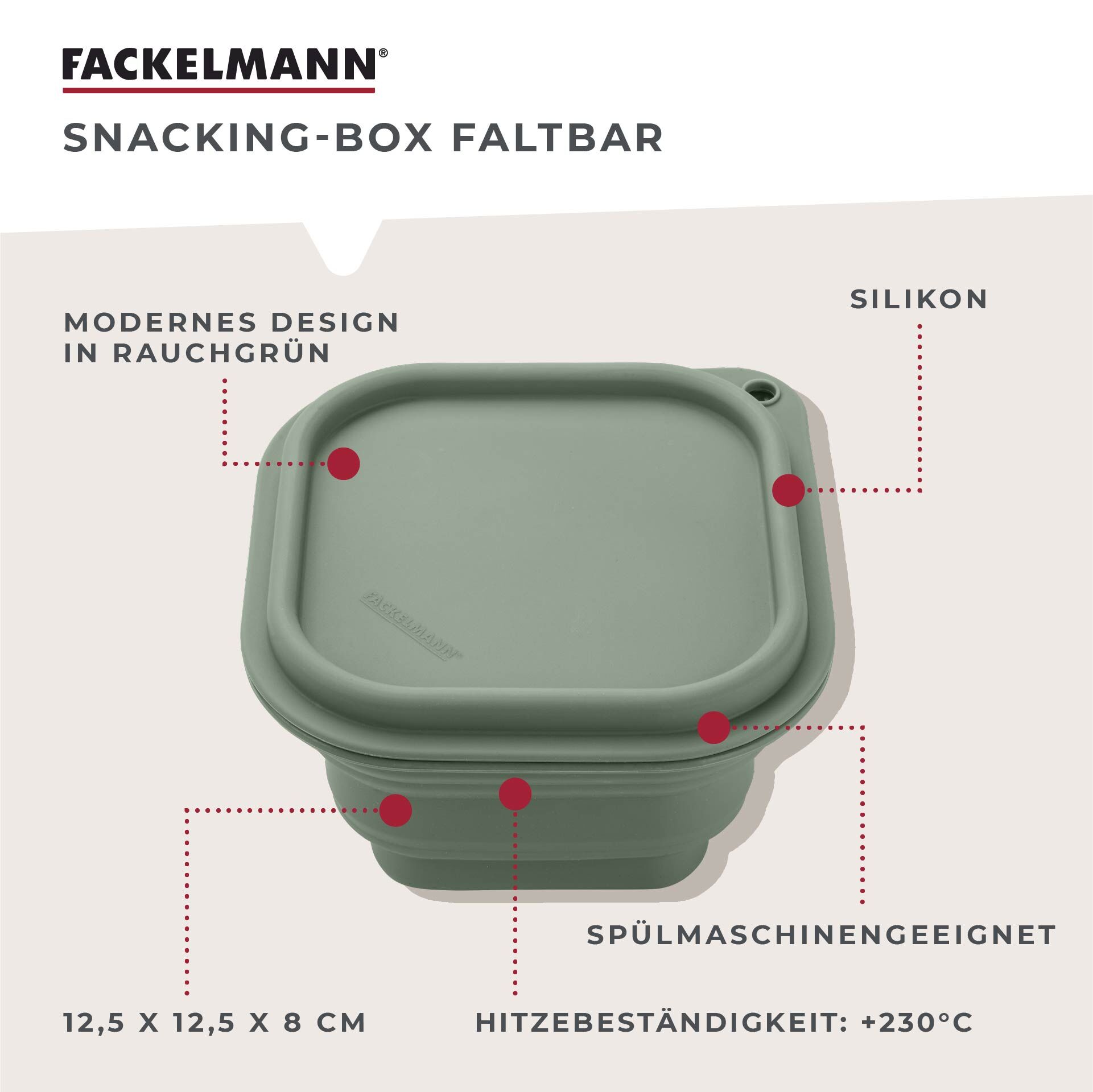 Snack Box Be The Move, faltbar, eckig, 13x13cm, grün