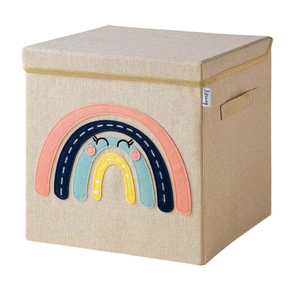 Aufbewahrungsbox mit Deckel Regenbogen, 33x33x33cm