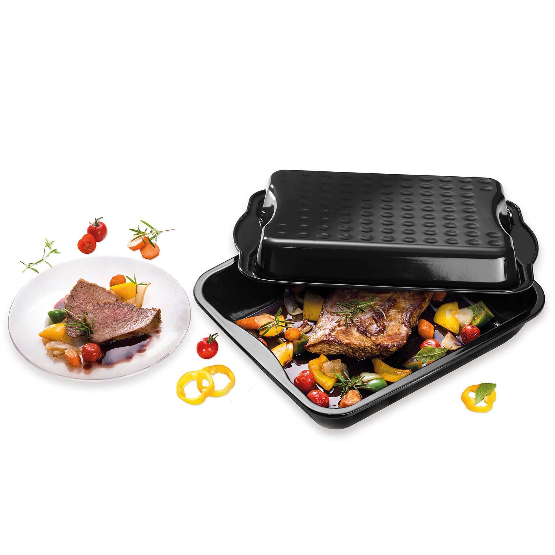 Bräter mit Deckel Emaille Back-Idee Kreativ, 42x34cm