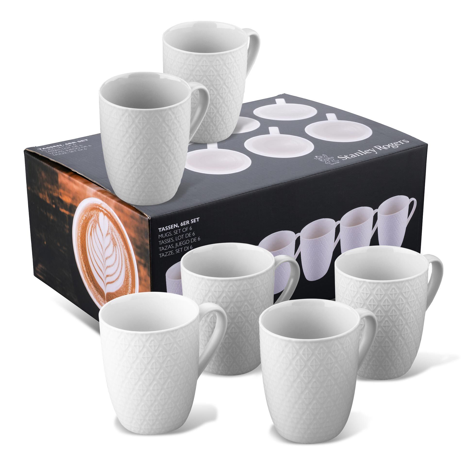 Tassen weiß, 340ml, 6er Set