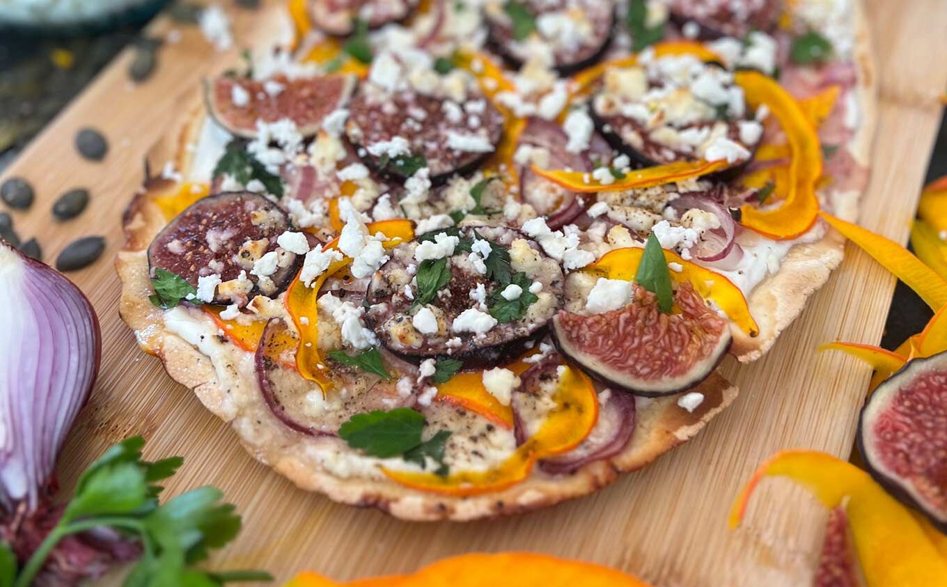 Flammkuchen mit Kürbis Flammkuchen mit Kürbis