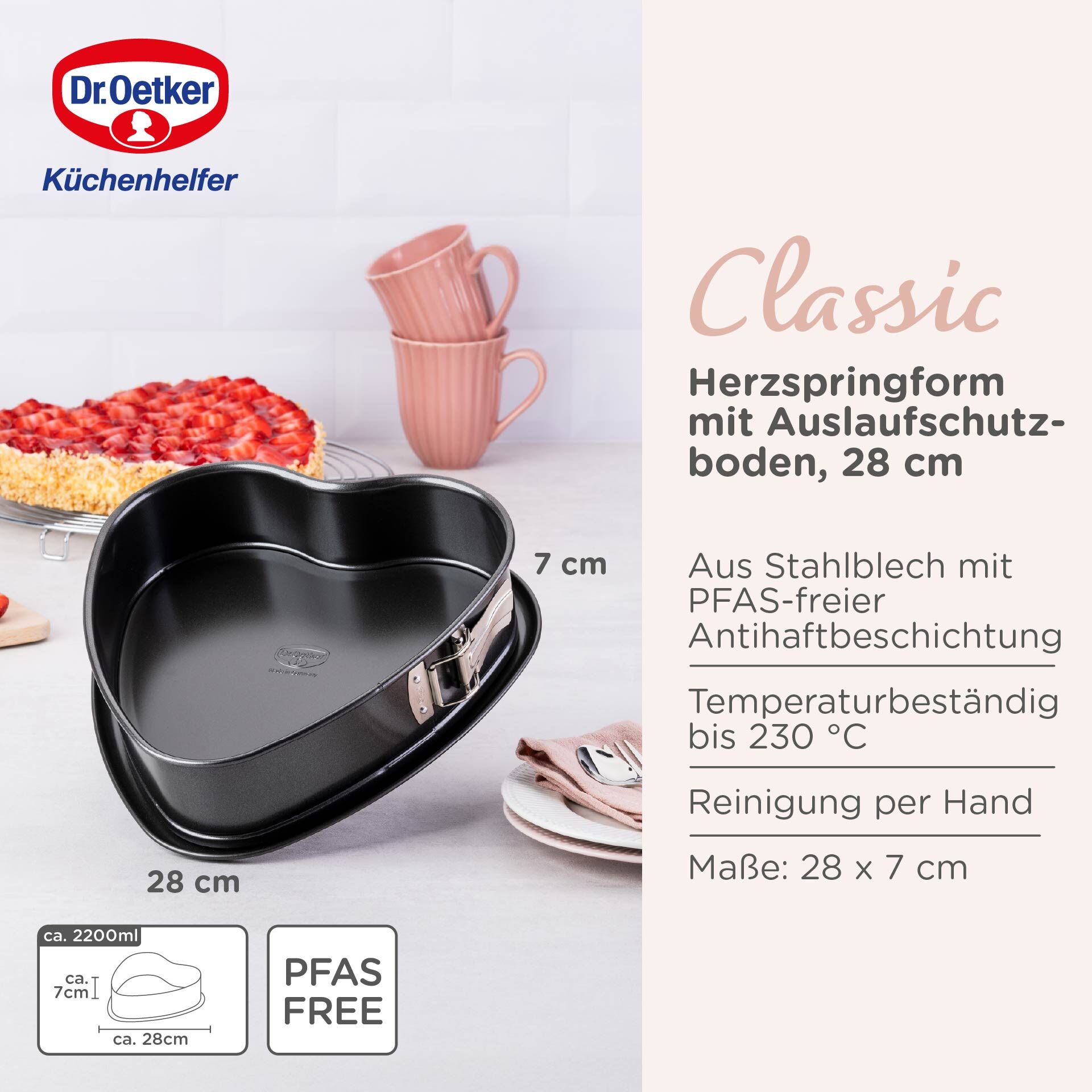 Springform Herz mit Auslaufschutz Classic, 28x27cm