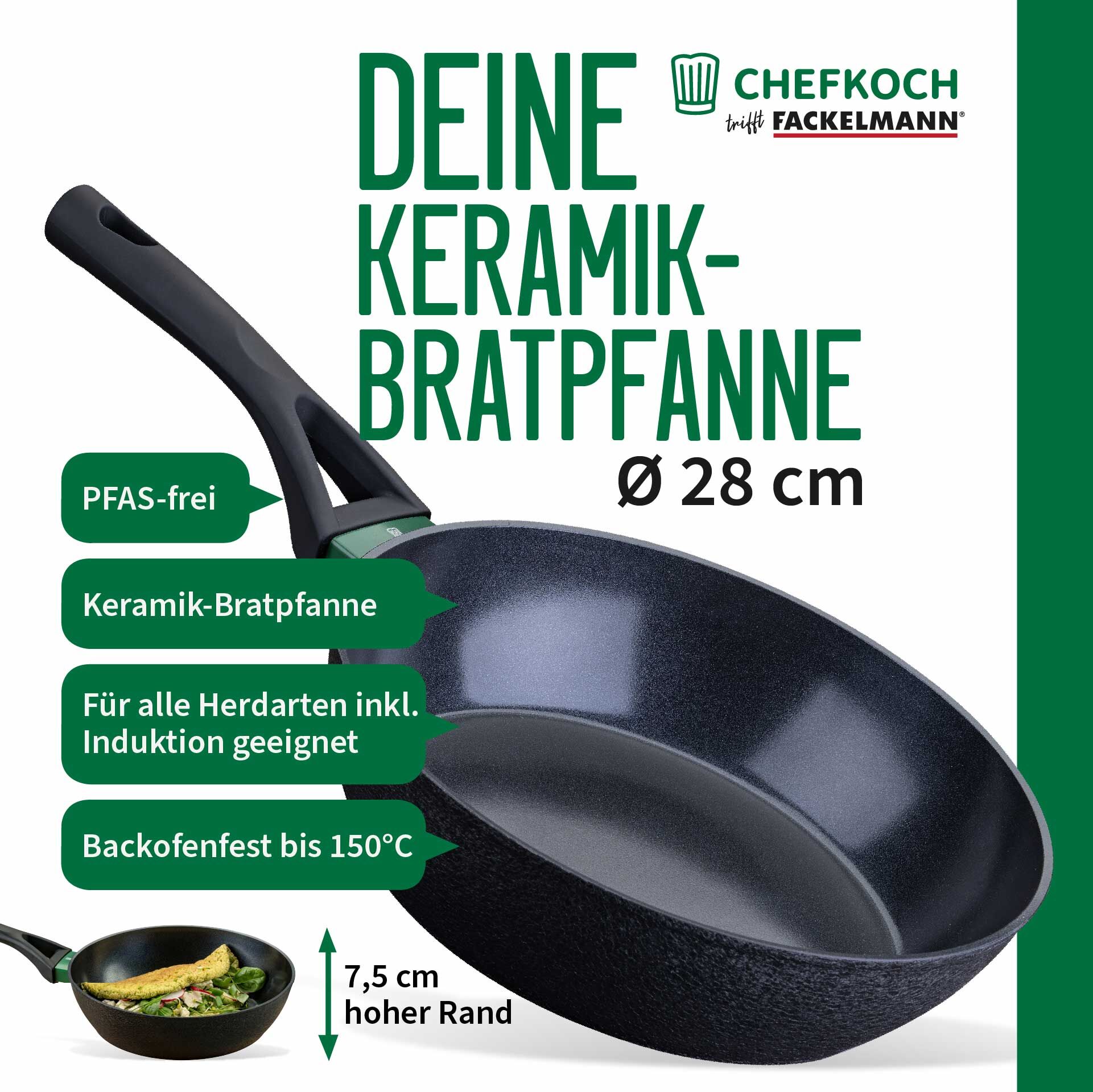 Bratpfanne Hamburg, keramische Antihaft-Beschichtung, Ø28cm
