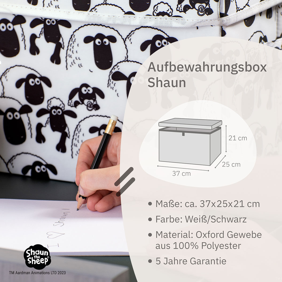 Aufbewahrungsbox mit Deckel Shaun weiß, 25x37x21cm
