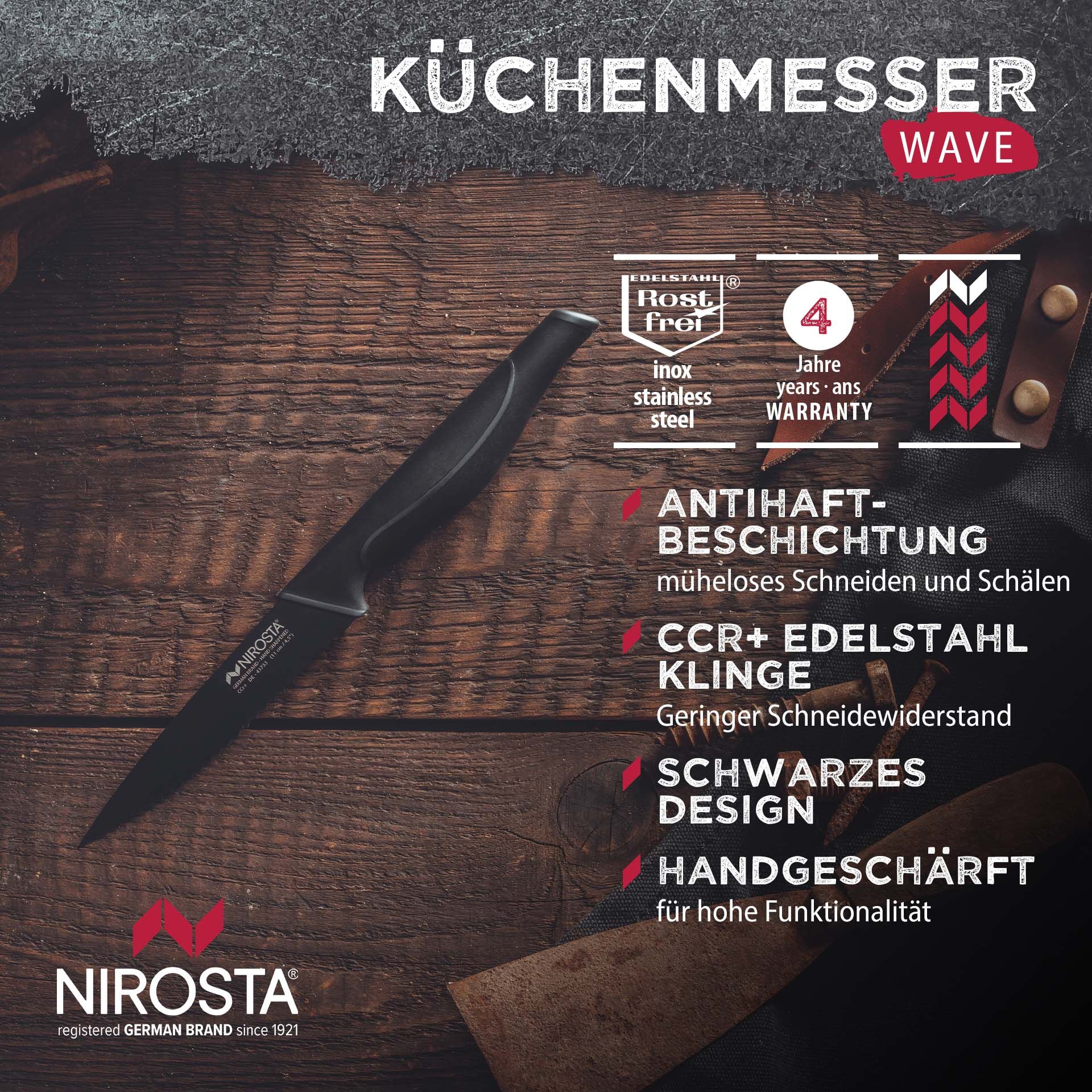 Küchenmesser gezahnt Wave, 11cm Klinge