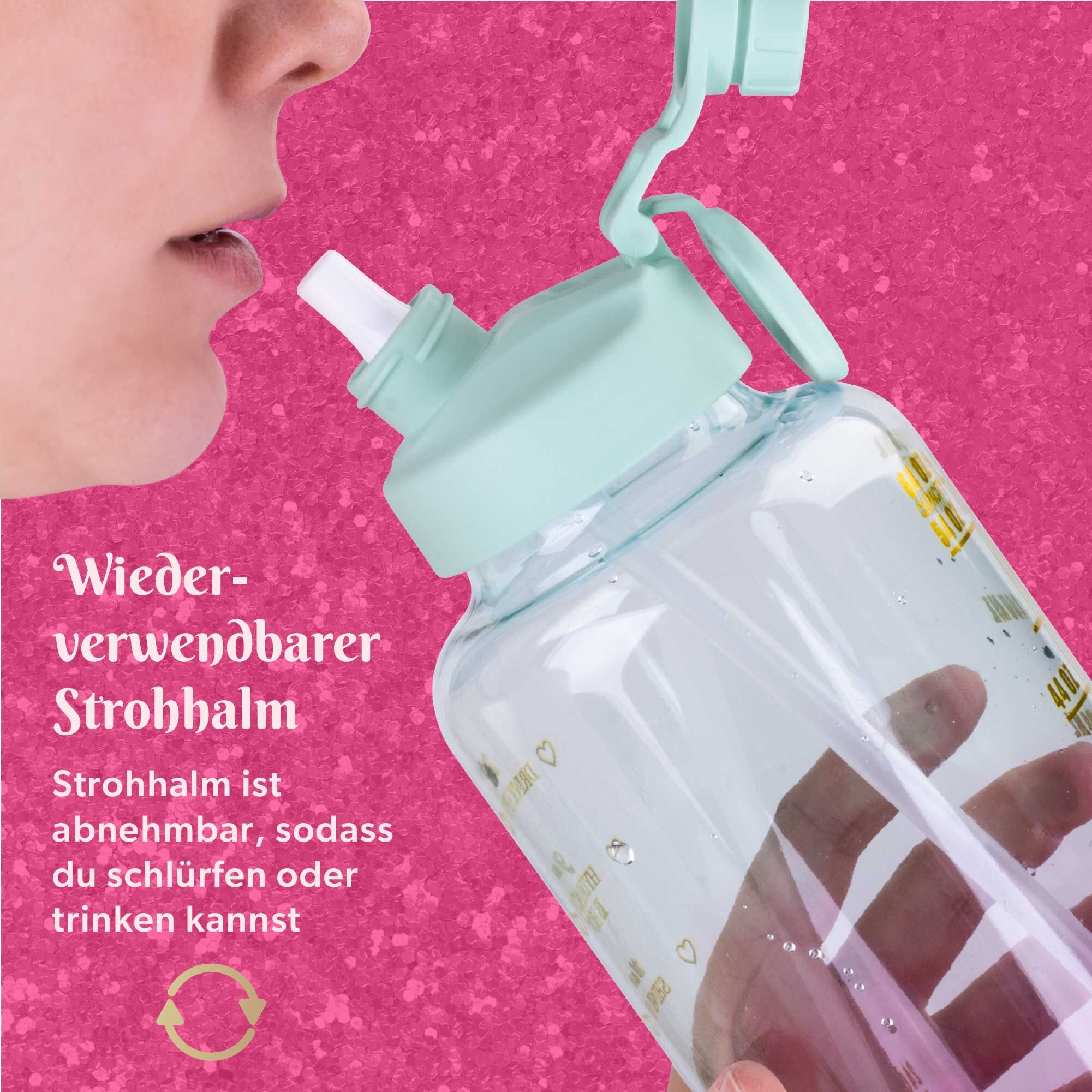 Motivations-Trinkflasche Pink/Blau, 2L