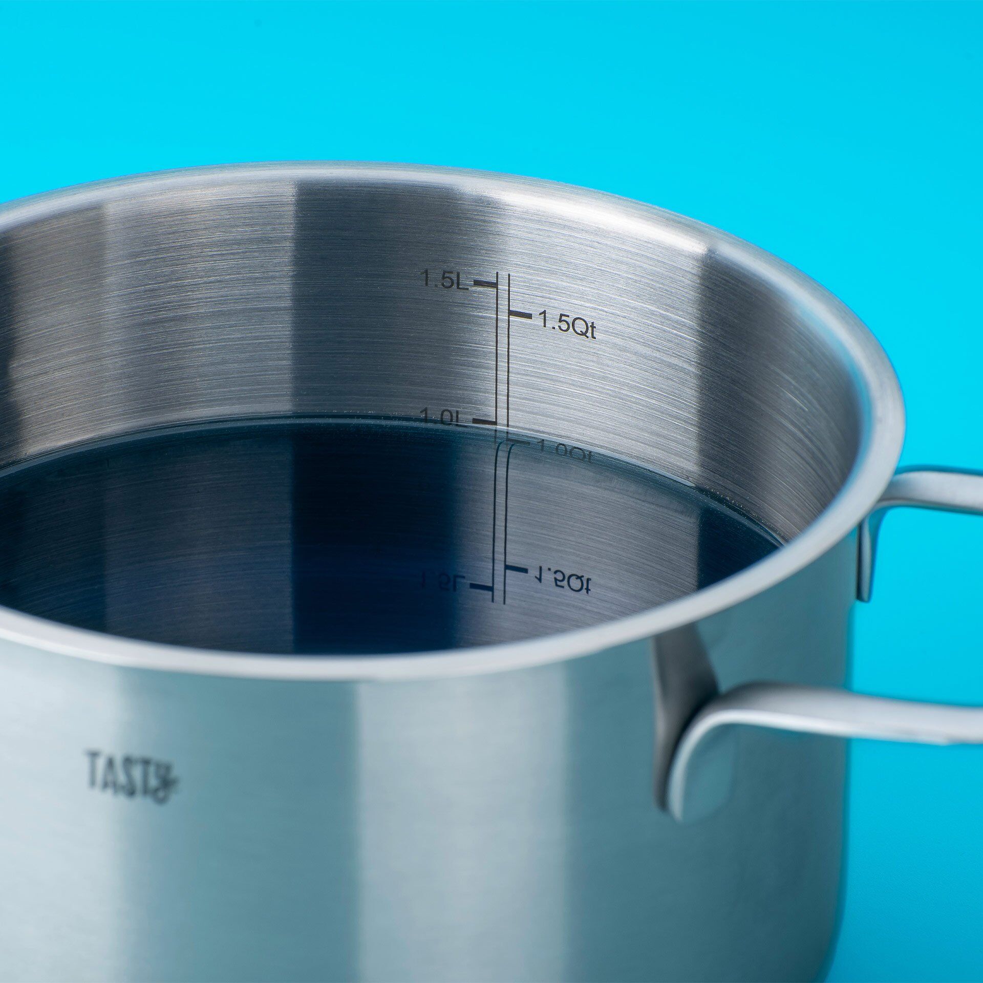 Kochtopf mit blauem Glasdeckel, Ø16cm, Edelstahl