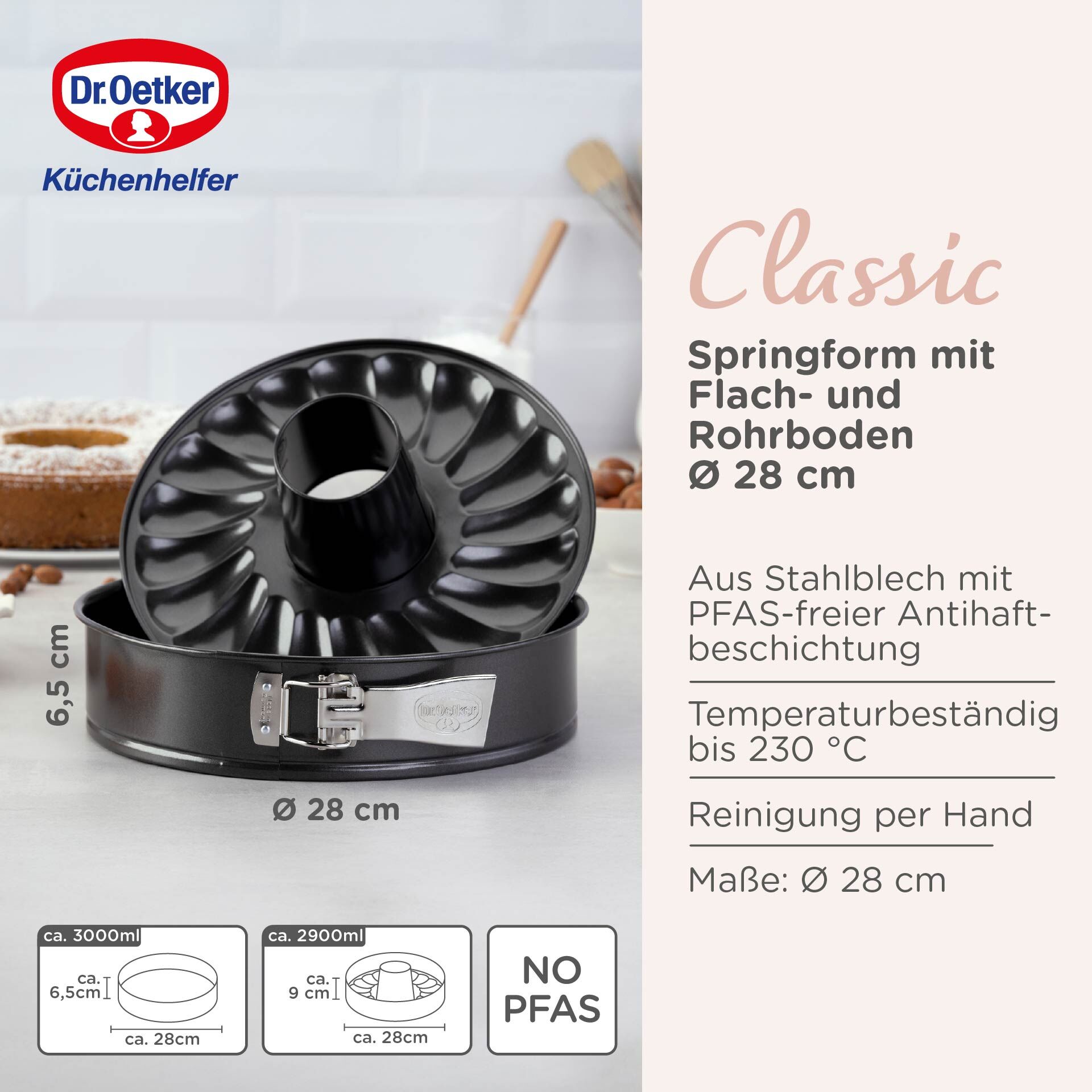 Springform mit Flach- und Rohrboden Classic, Ø28cm
