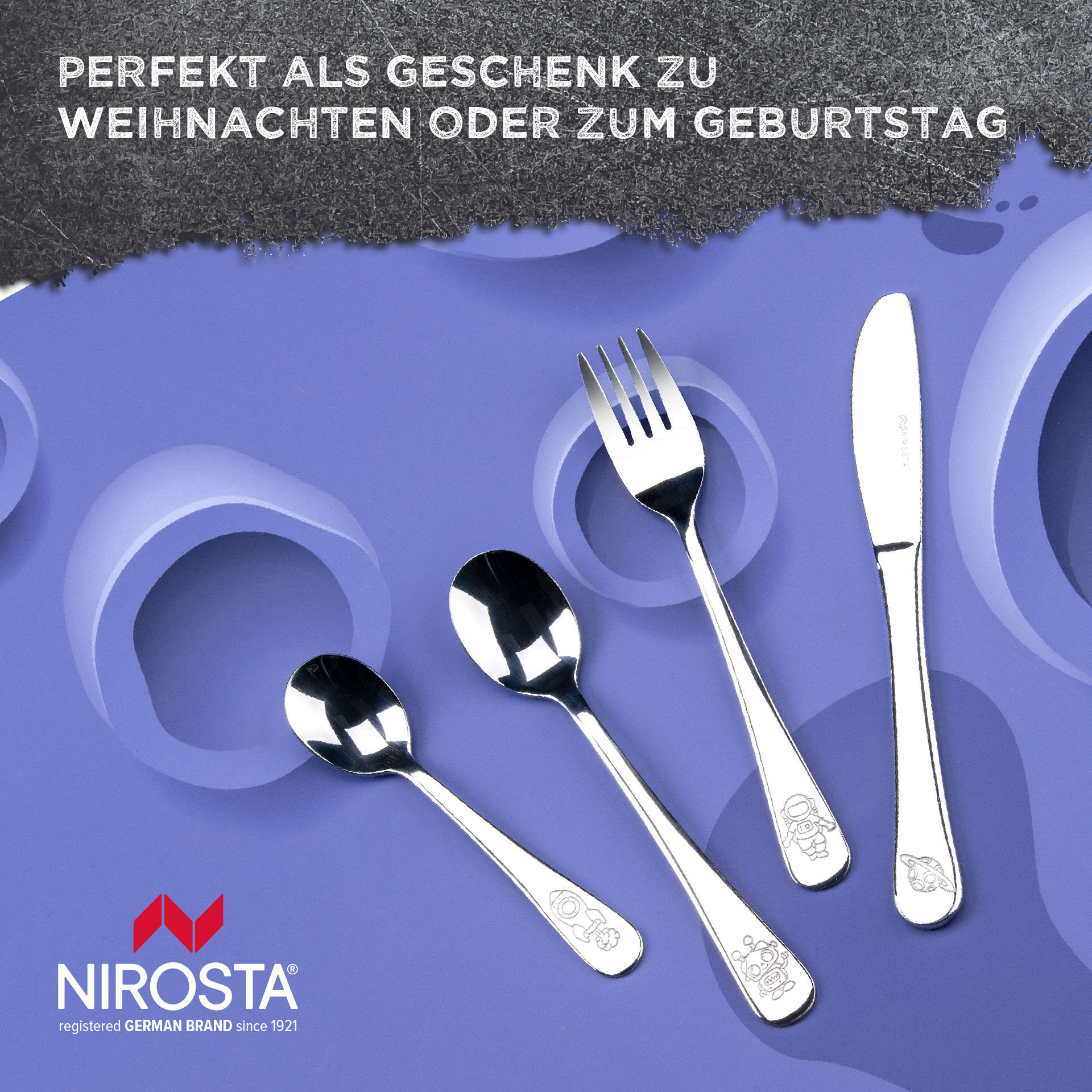 Kinderbesteck-Set "Weltall", 4-teilig