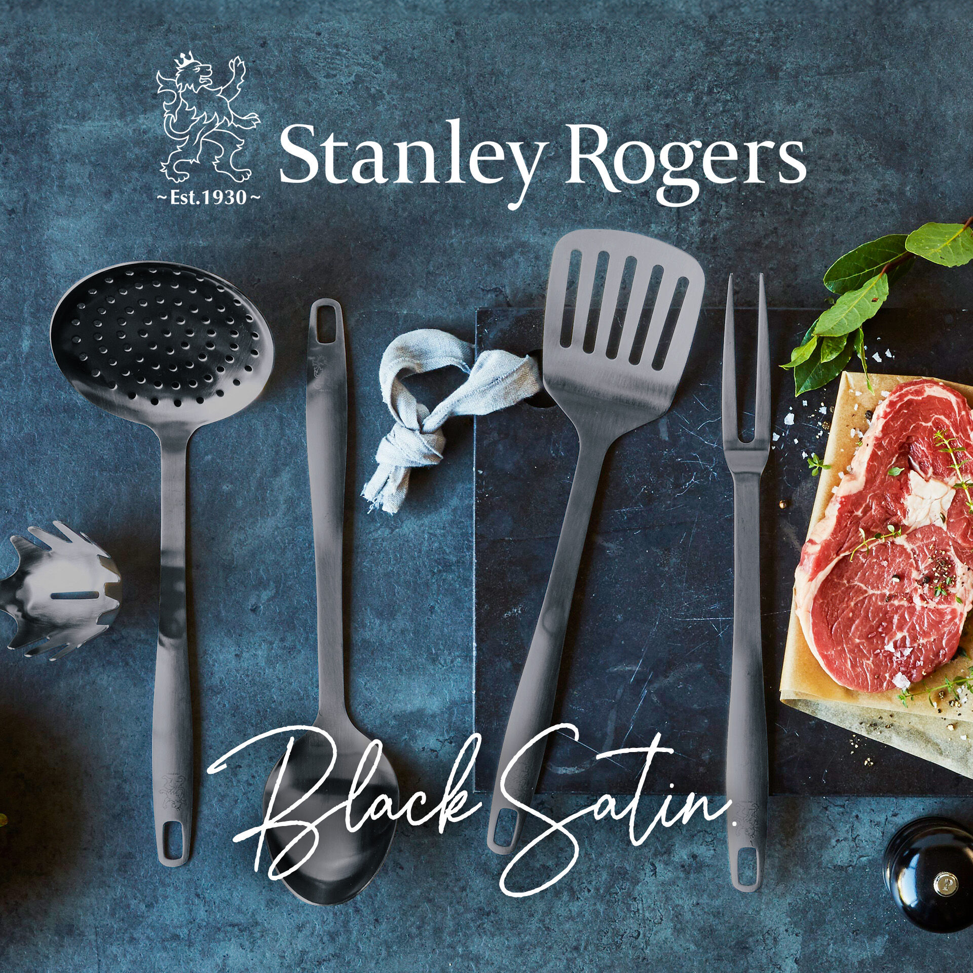 Schaumlöffel Satin, schwarz, Edelstahl