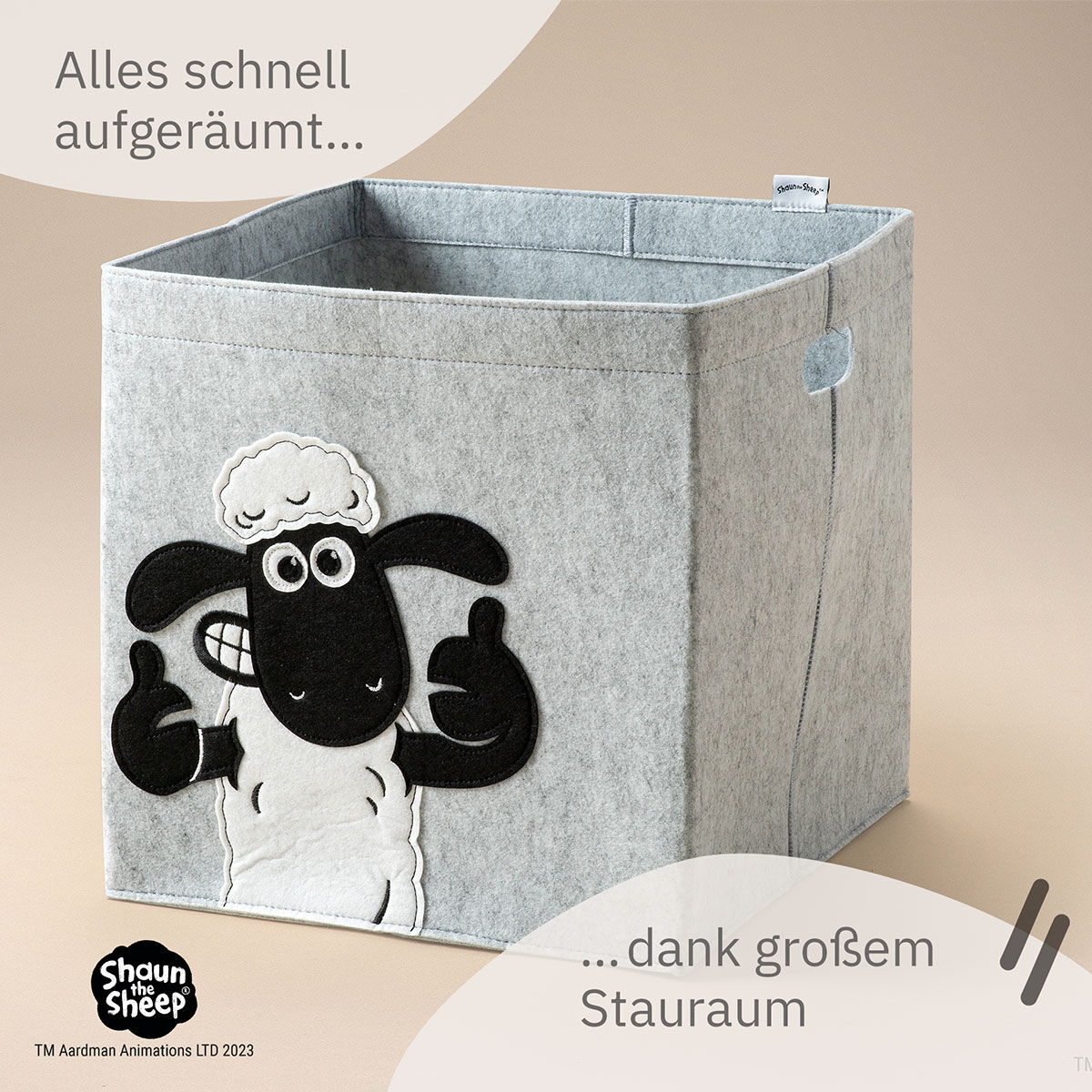 Aufbewahrungsbox Shaun Daumen hoch, Filz, 33x33x33cm