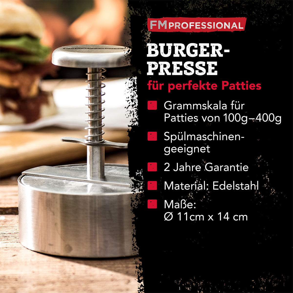 Profi-Burgerpresse, Edelstahl