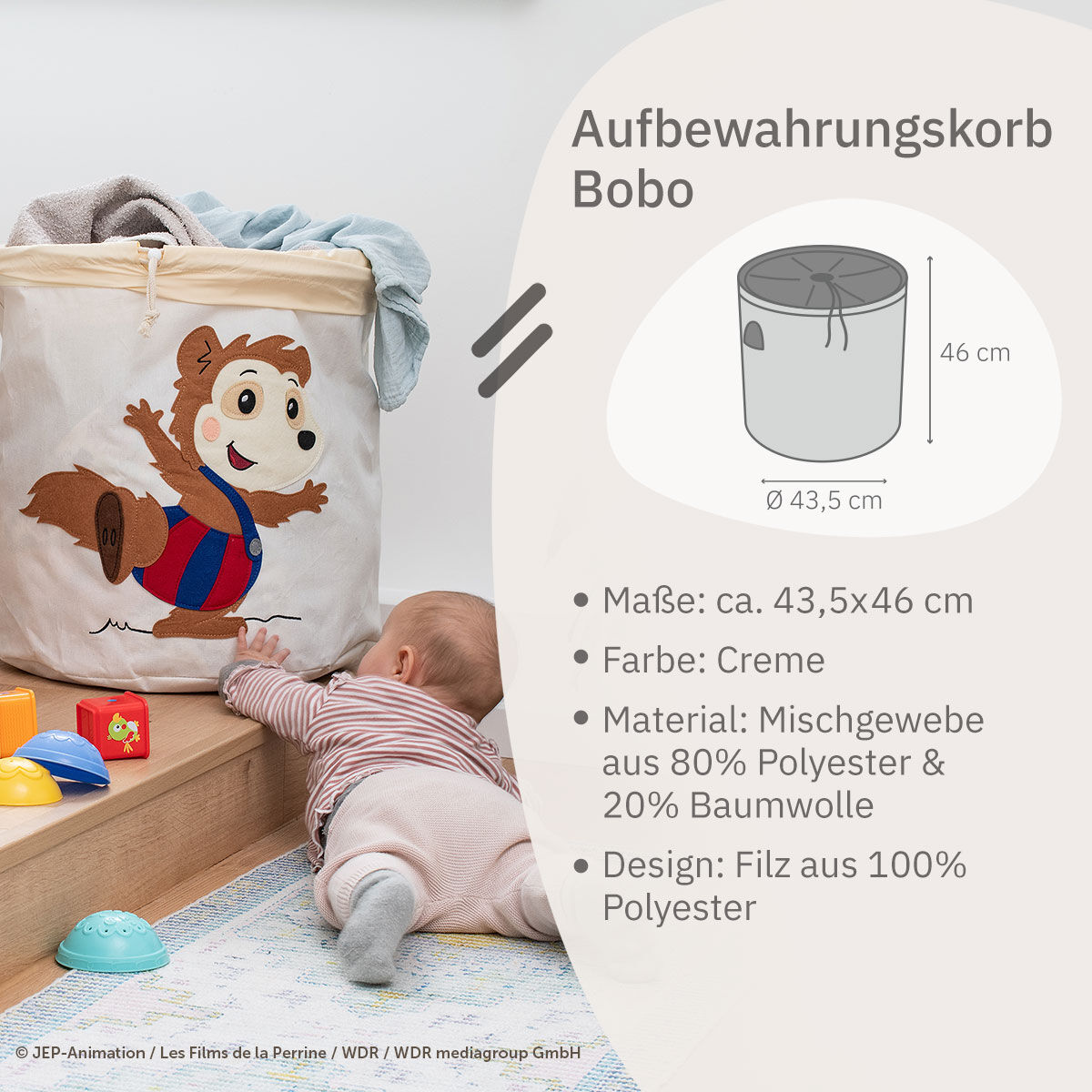 Wäschekorb Bobo, 43,5x46 cm