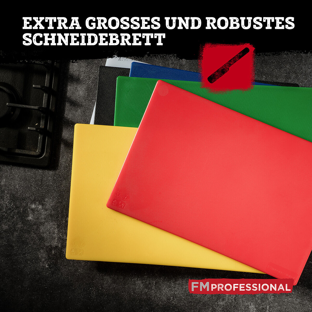 Schneidebrett HACCP für gekochtes Fleisch, 45x30cm, schwarz