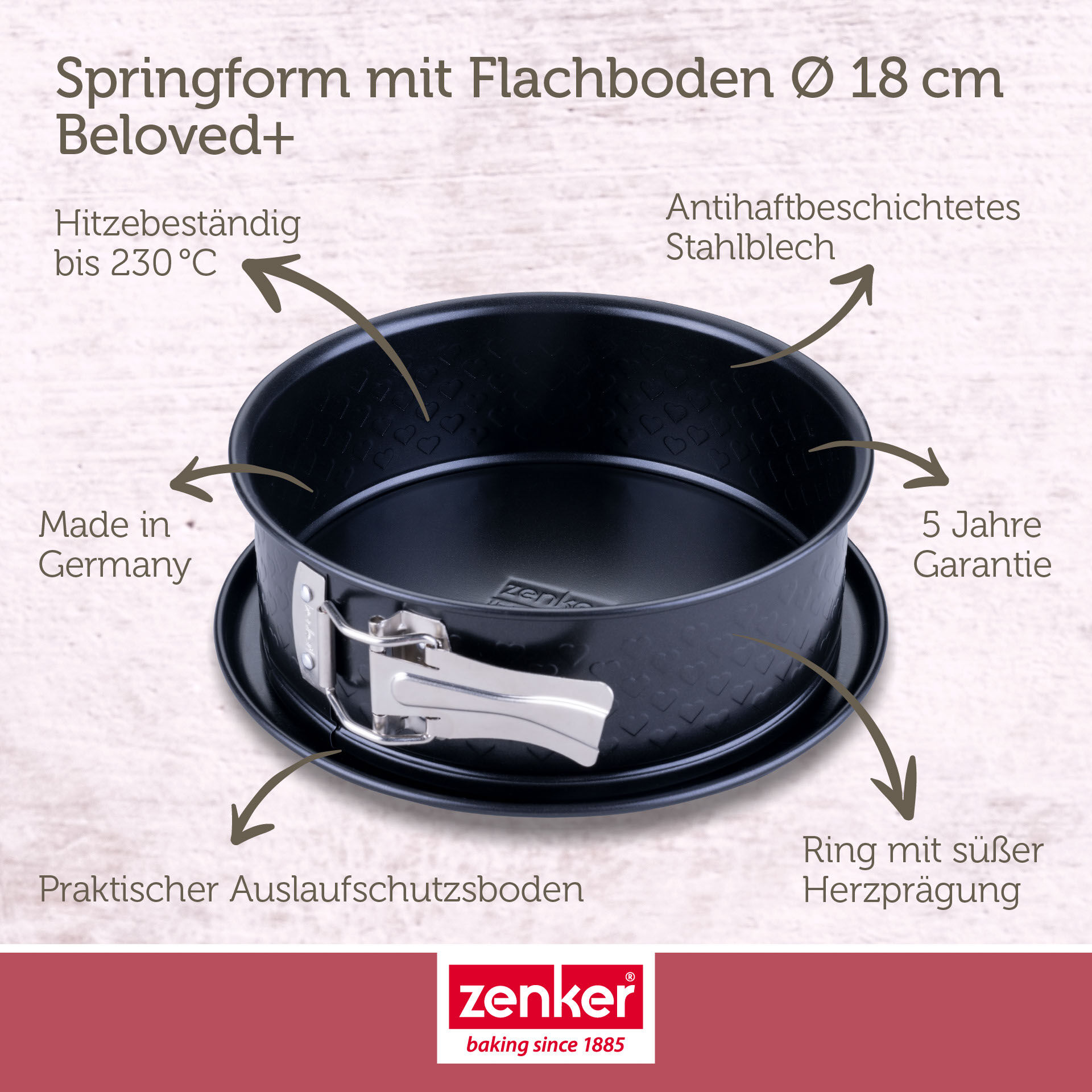 Springform mit Flachboden Beloved +, Ø18cm