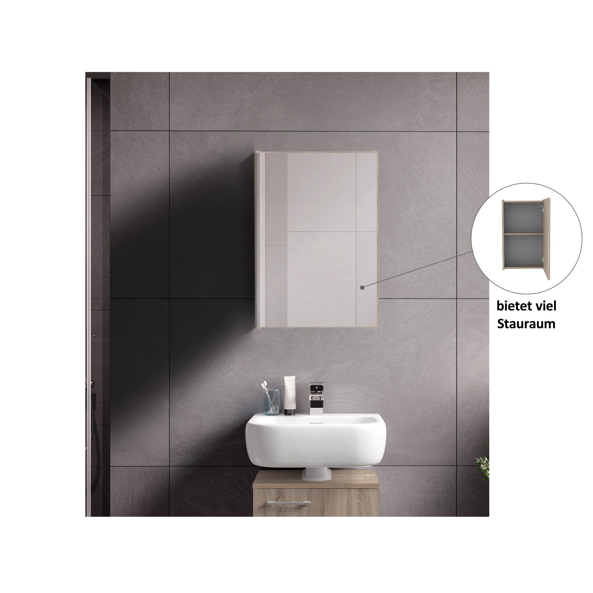 Spiegelschrank Easy, 40cm, Eiche