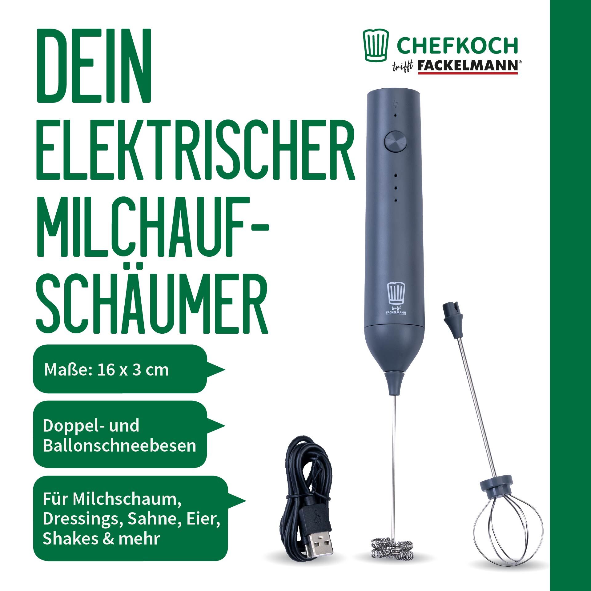 Milchaufschäumer elektrisch, 4-teilig