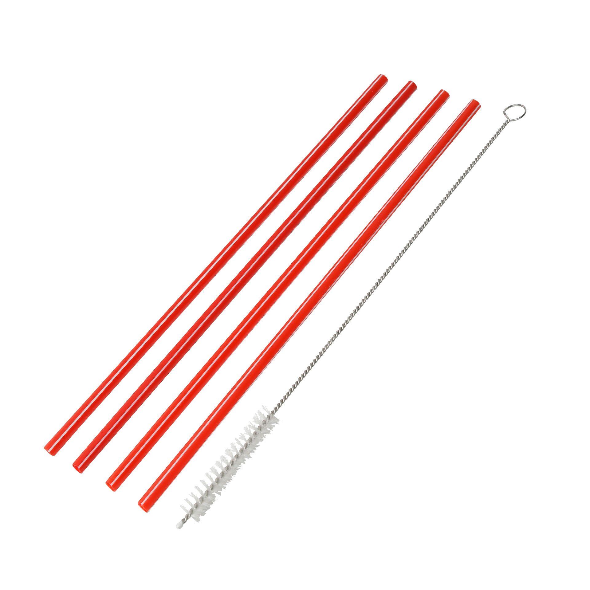 Strohhalm / Trinkhalm Eco, inkl. Bürste, 23cm, wiederverwendbar, 4 Stk., Kunststoff