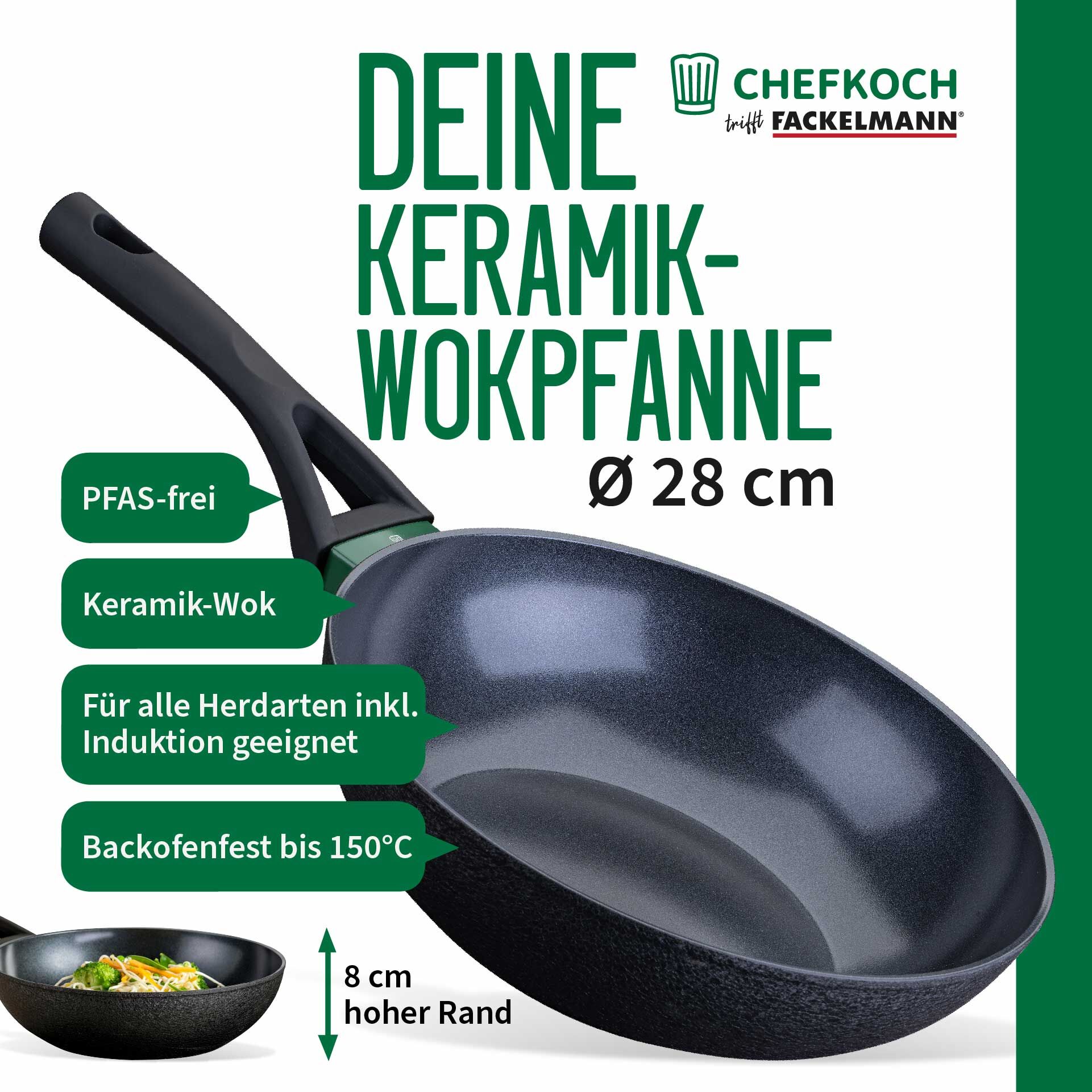Wokpfanne Hamburg, keramische Antihaft-Beschichtung, Ø28cm