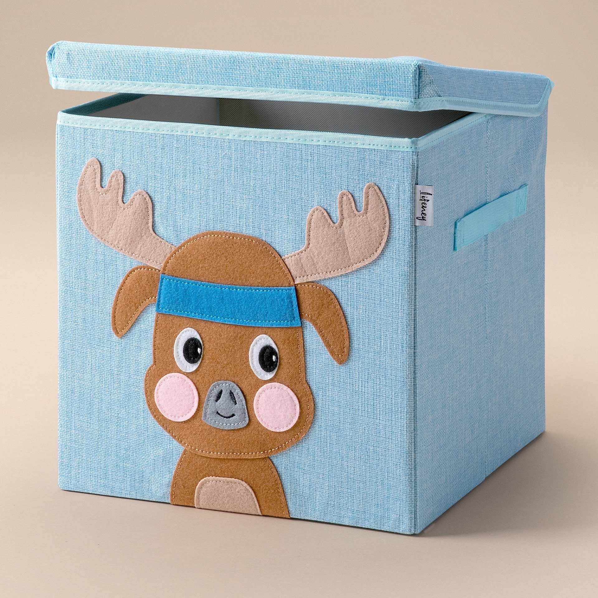 Aufbewahrungsbox mit Deckel, Hirsch, blau, 33x33x33cm