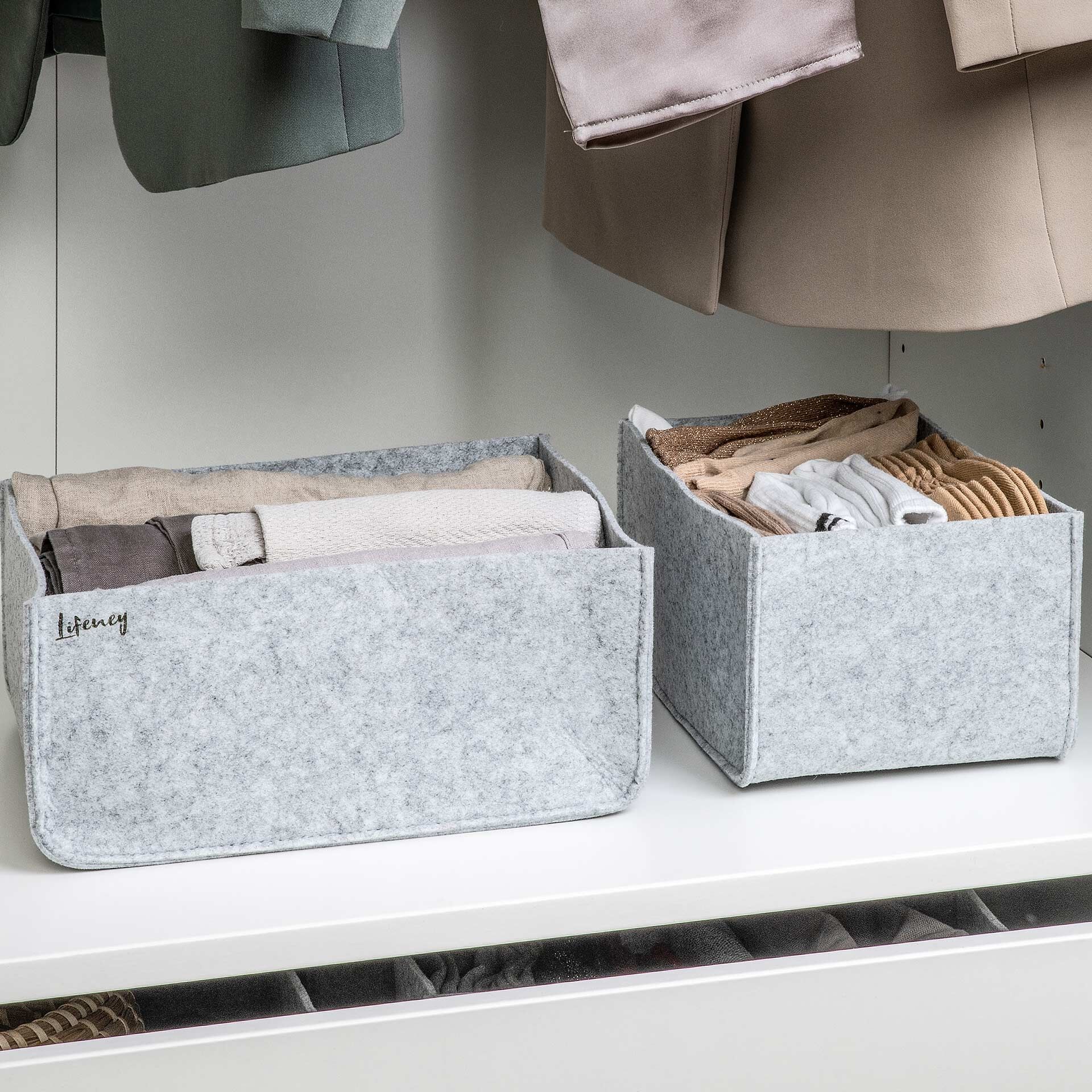 Organize your closet Schubladenorganizer, 8er Set, Filz, grau