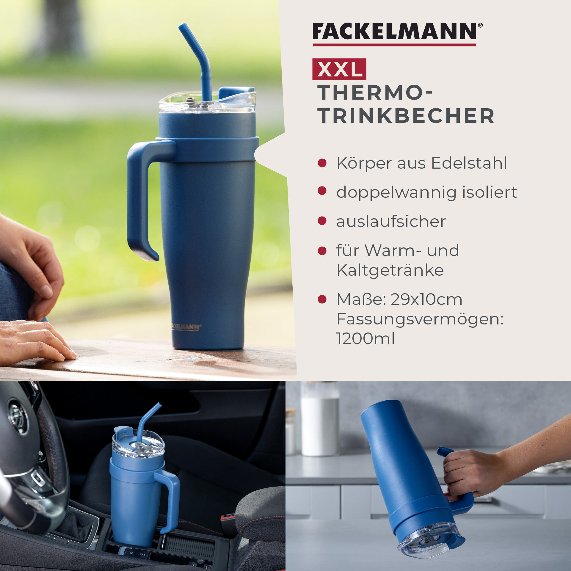 Thermotrinkbecher Blau, 1,2 L