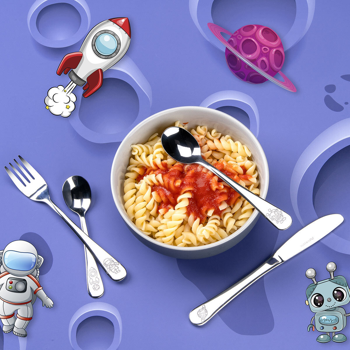 Kinderbesteck-Set "Weltall", 4-teilig