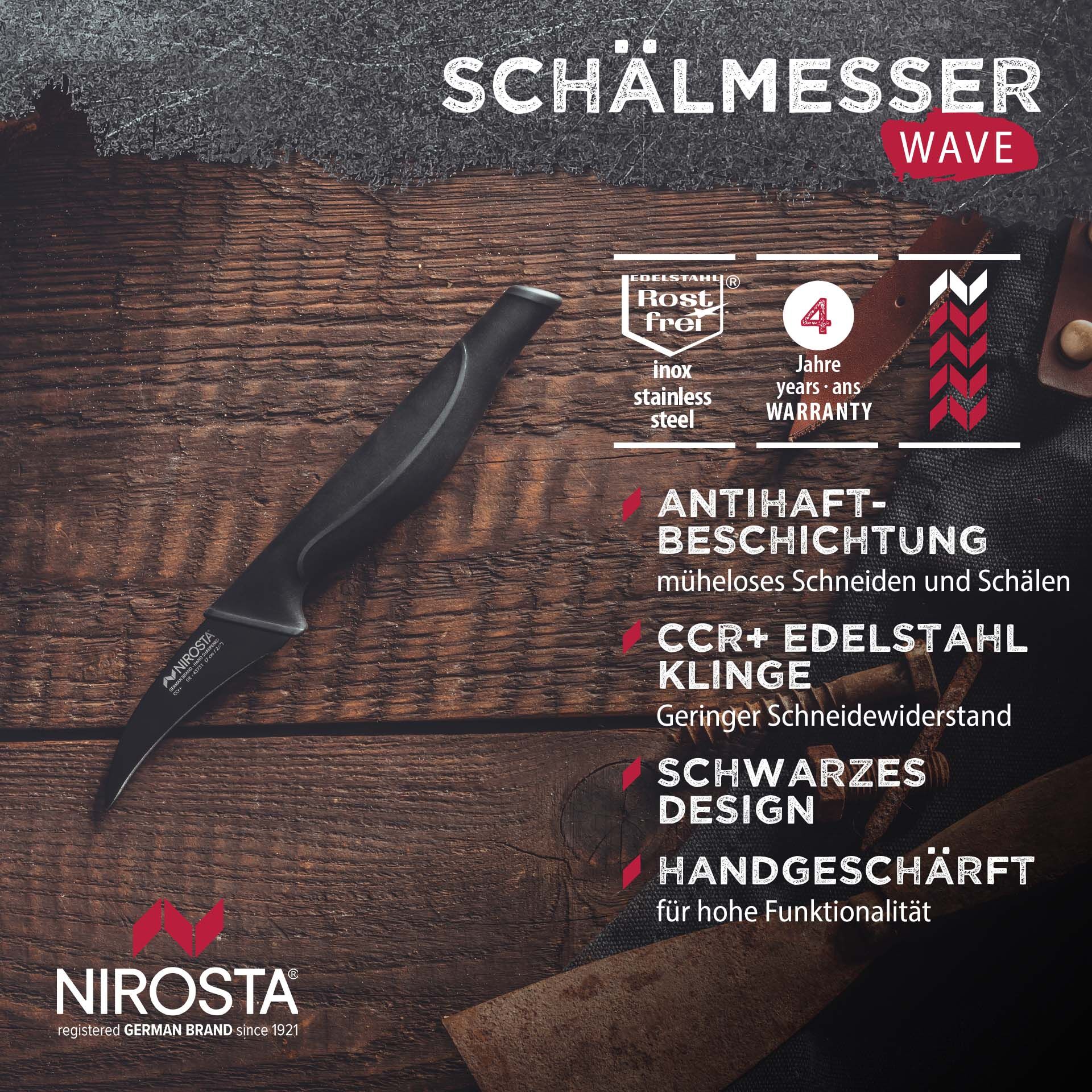 Schälmesser Wave, 7cm Klinge