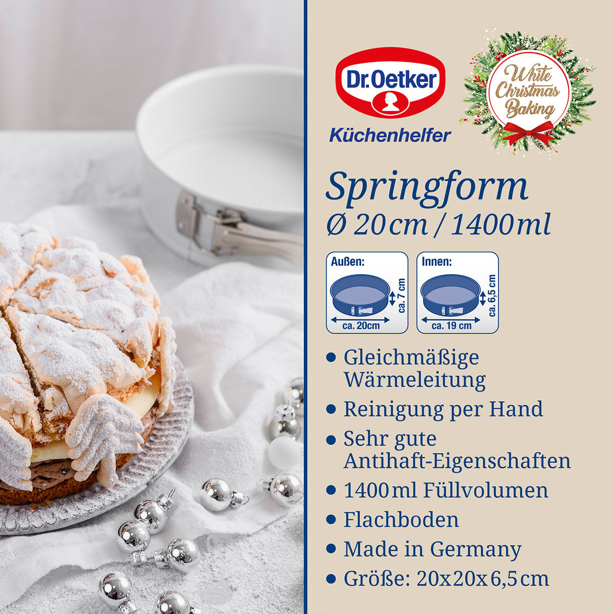 Springform White Christmas Baking, Ø20cm