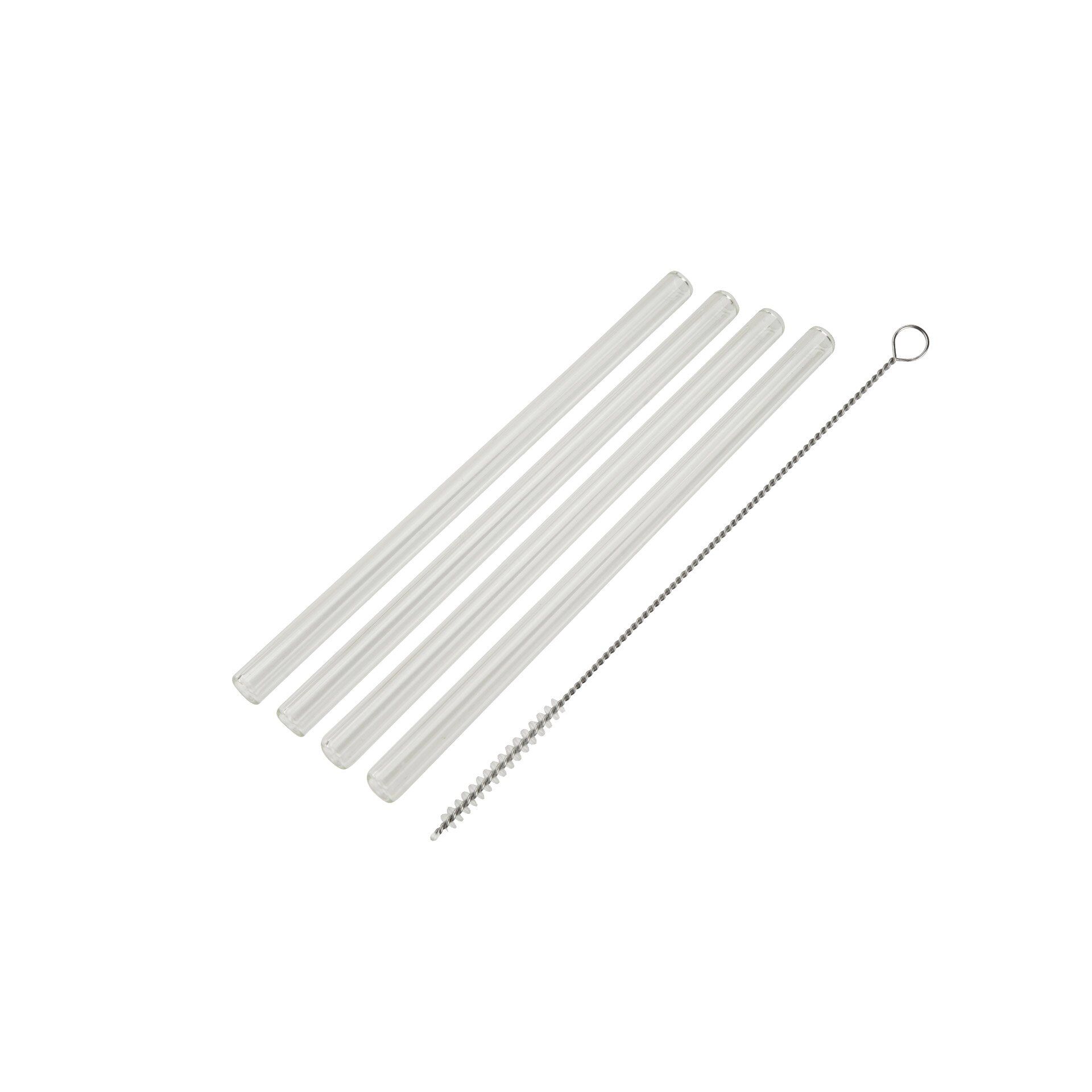 Strohalme Glas 15cm + Bürste, 5-teilig