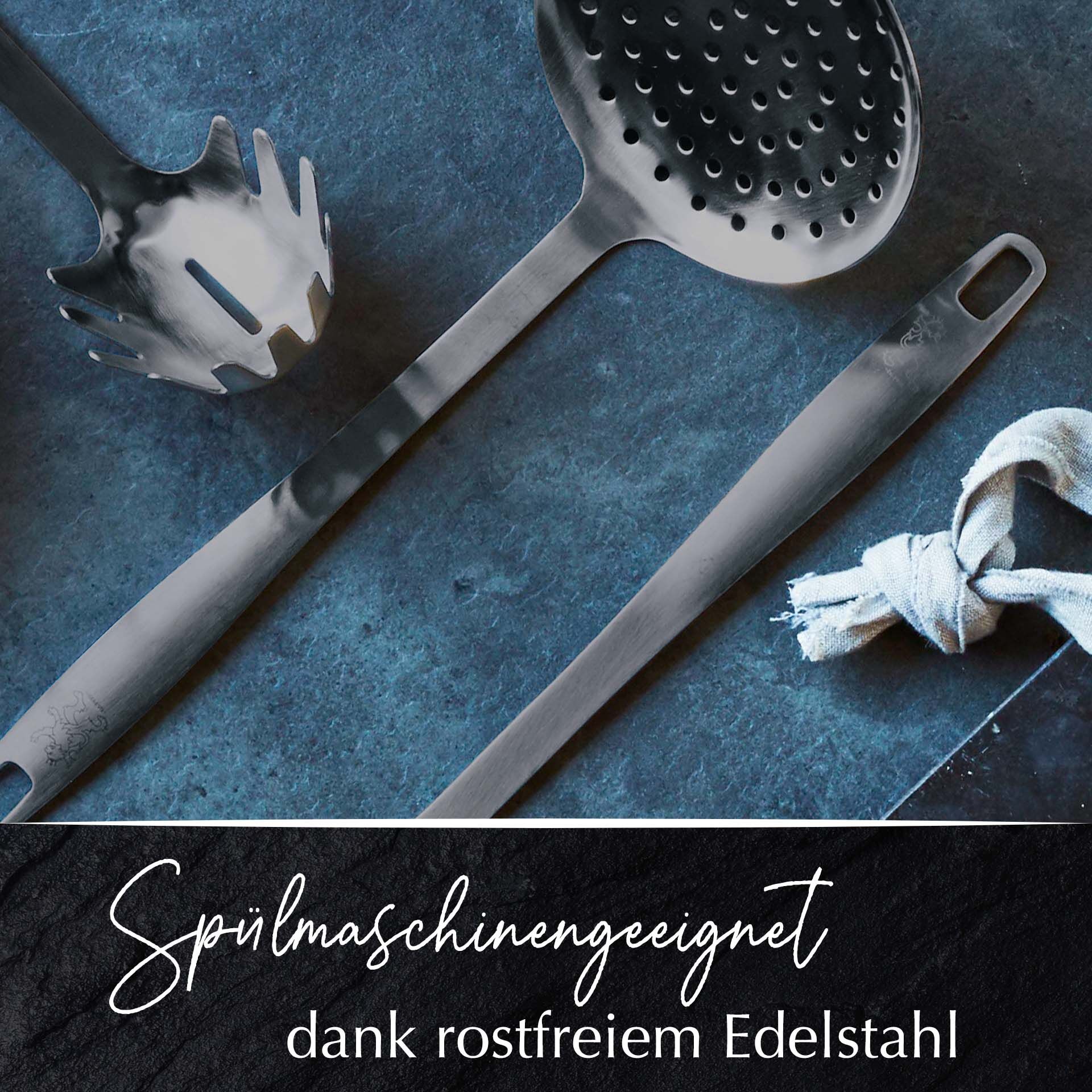 Küchenhelfer-Set Satin, 5-teilig, Schwarz, Edelstahl