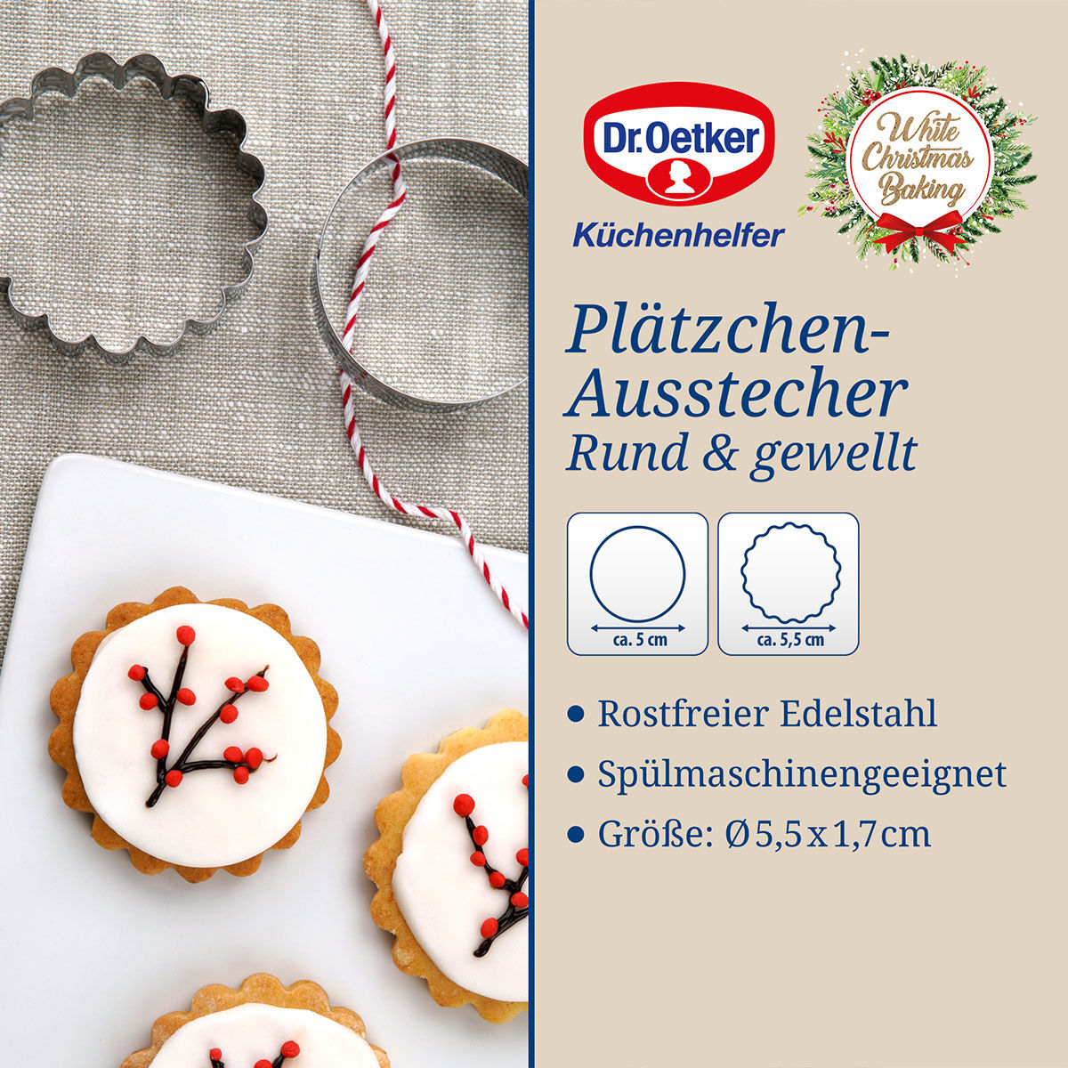 Ausstecher Ring White Christmas Baking, 2-teilig