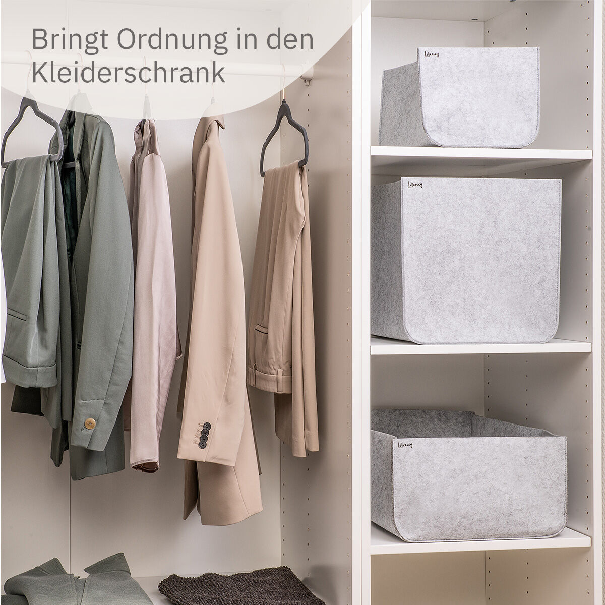 Organize your closet Aufbewahrungsbox, 54x37x21 cm, Filz, grau