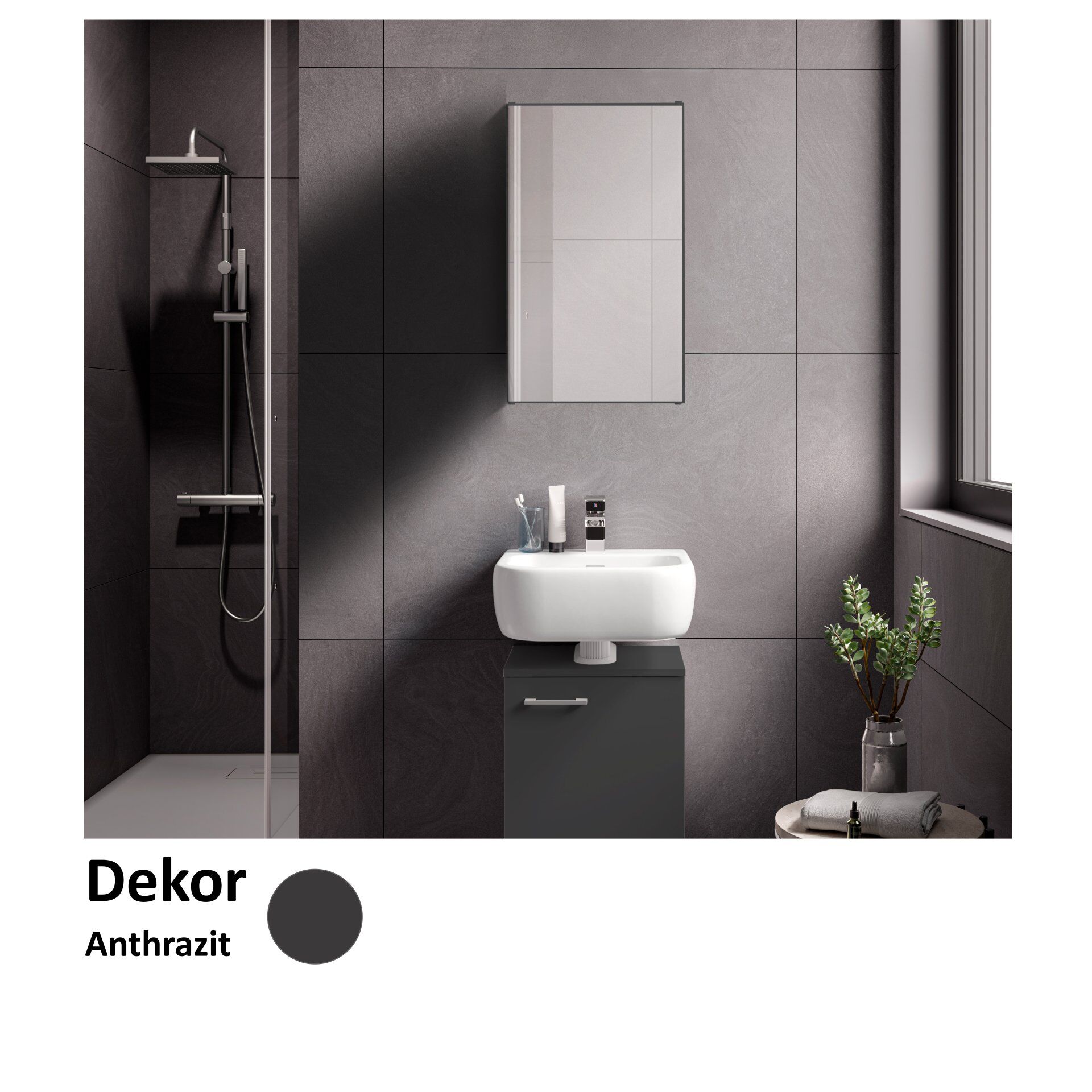 Spiegelschrank Easy, 40cm, Anthrazit