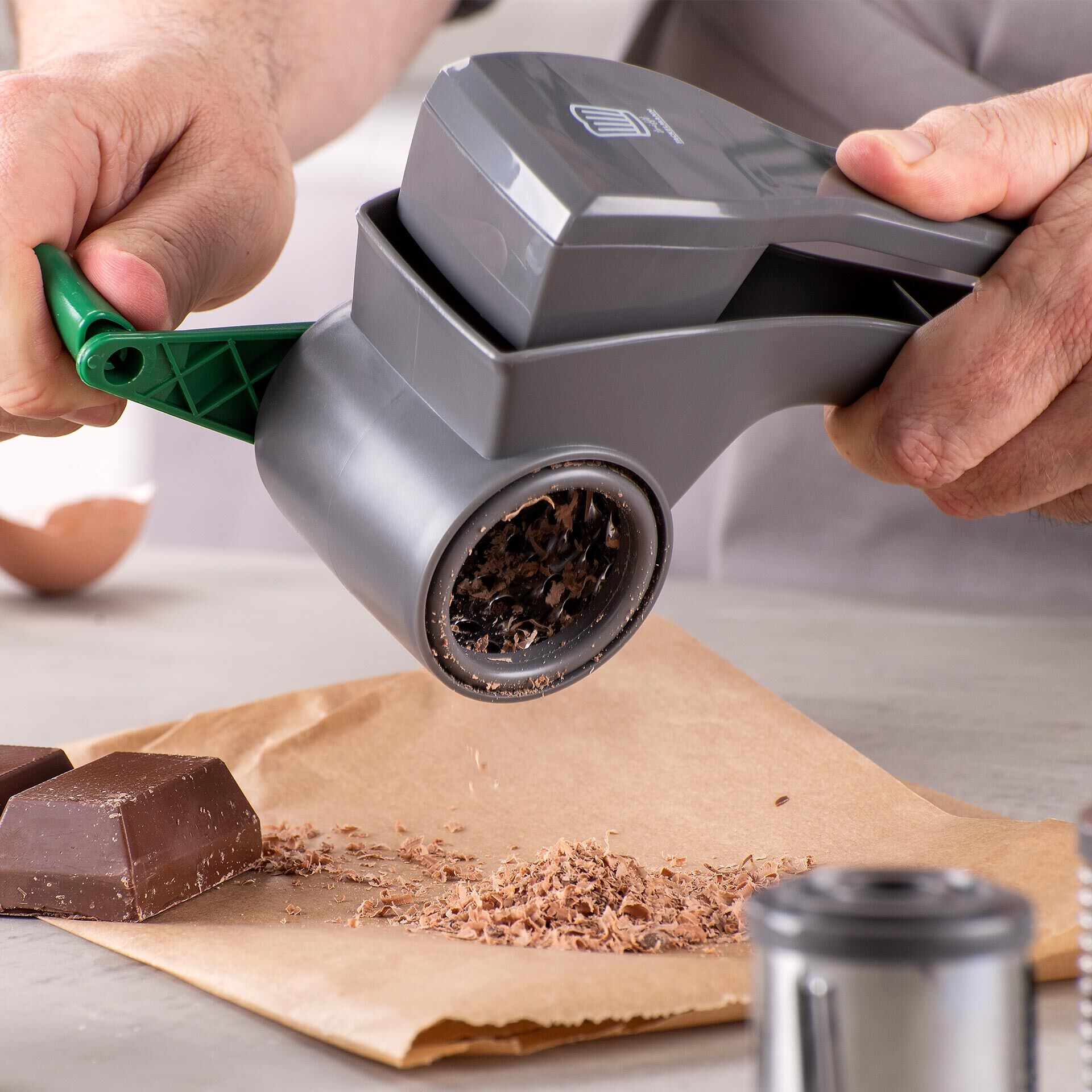 Trommelreibe mit 3 Edelstahl-Trommeln