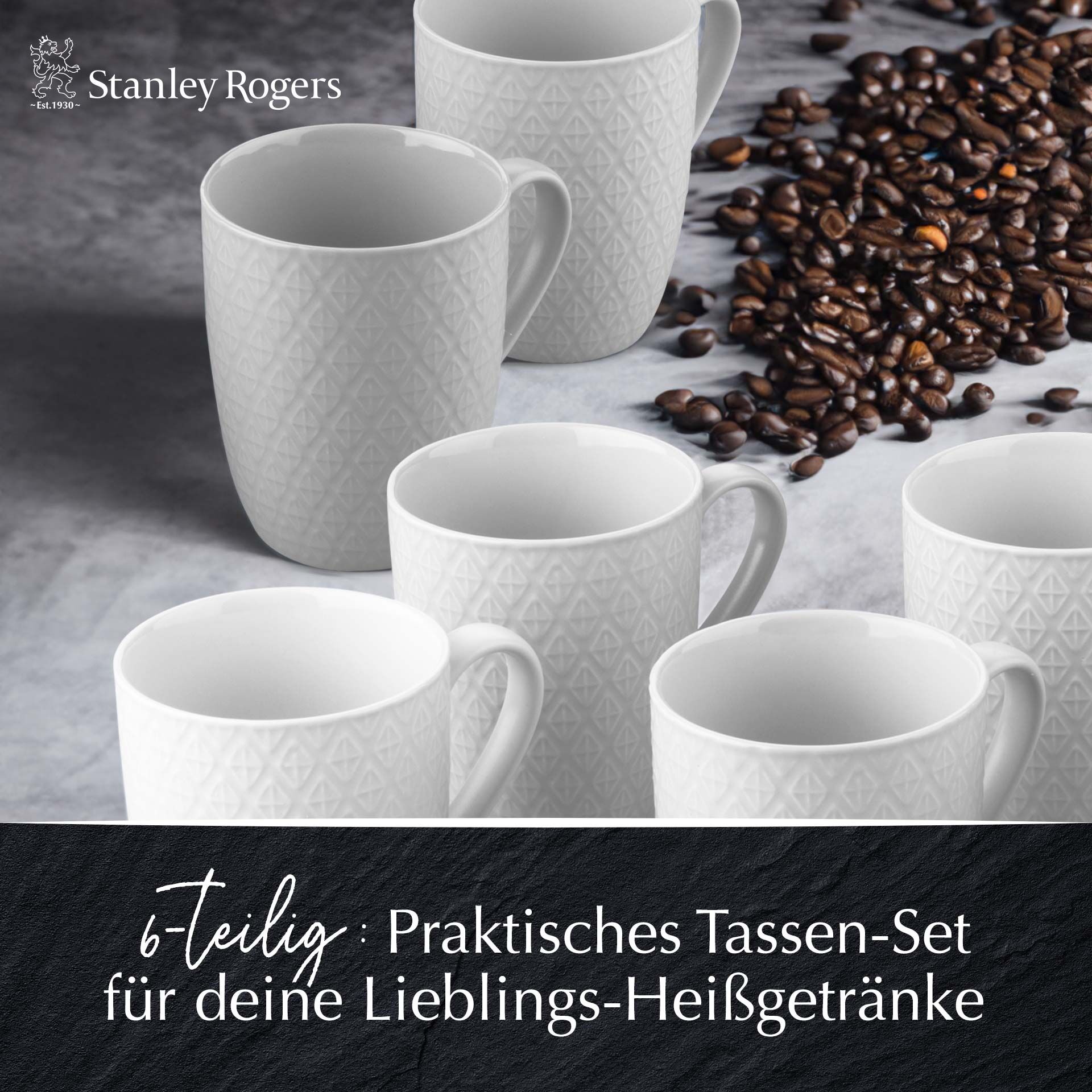 Tassen weiß, 340ml, 6er Set