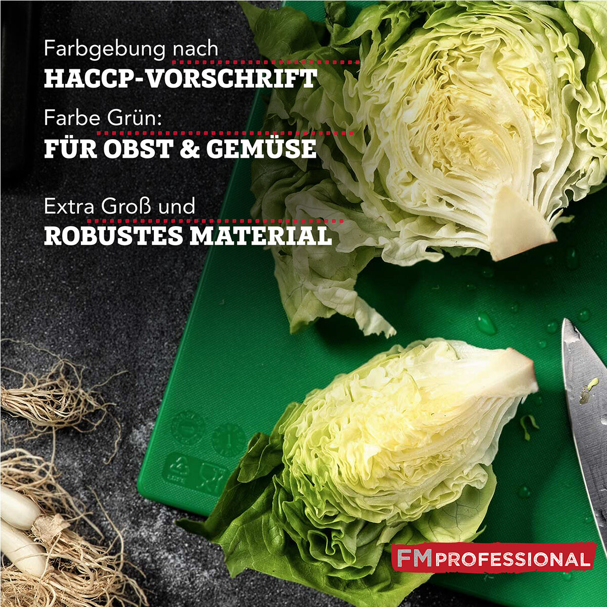 Schneidebrett HACCP für Obst/Gemüse, 45x30cm, grün