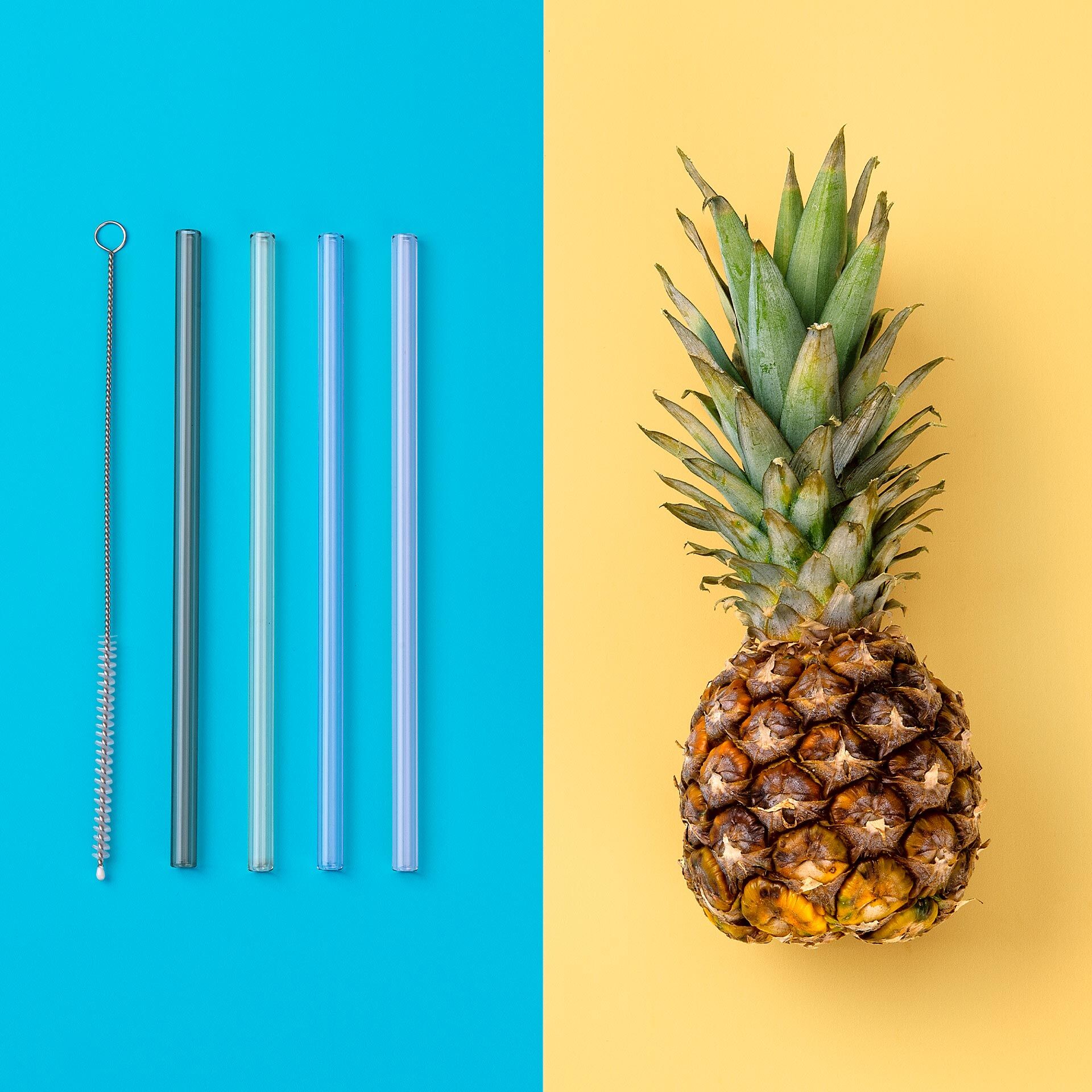 Strohhalme wiederverwendbar, inkl. Reinigungsbürste, 4 Stück, Glas