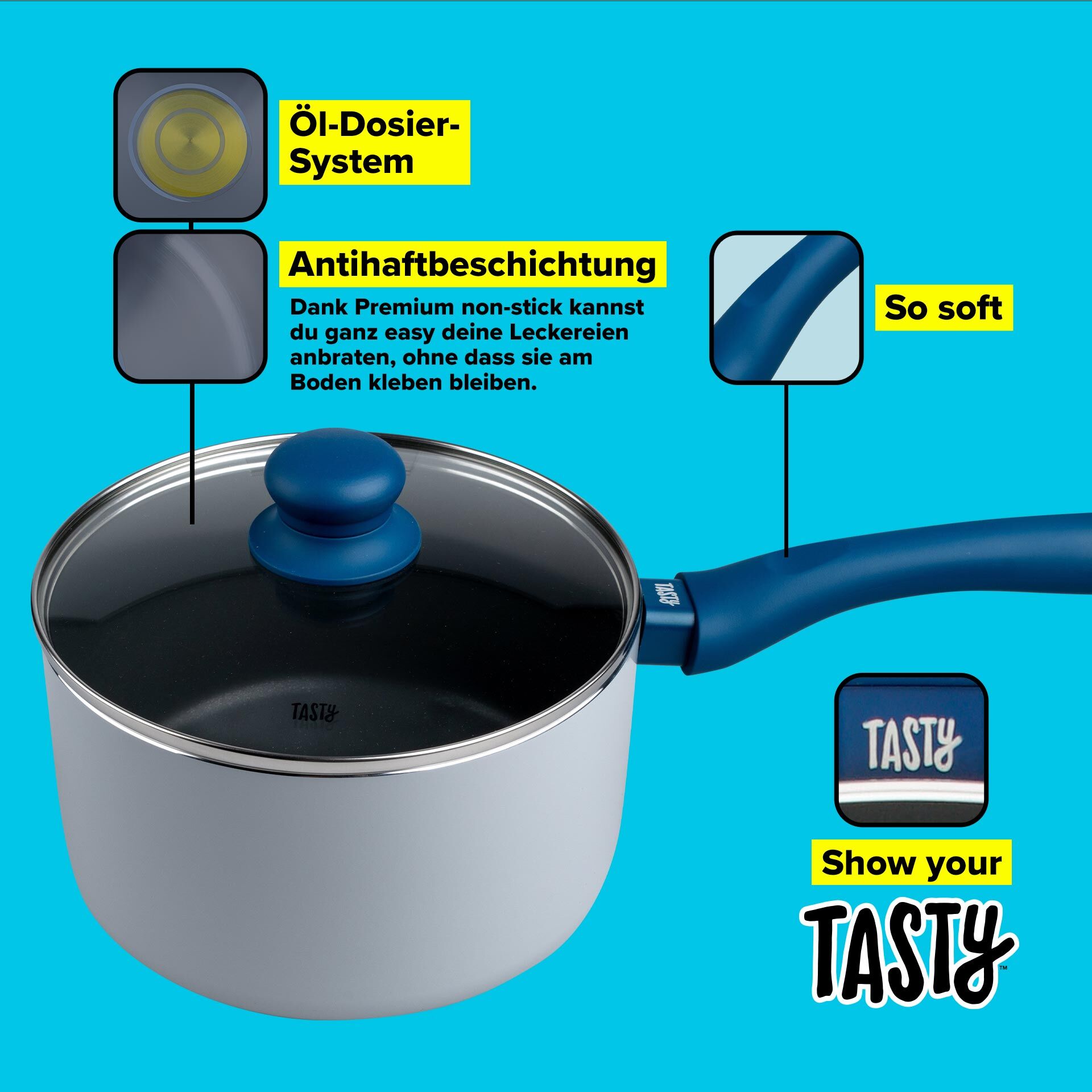 Soßentopf mit Glasdeckel, Ø20cm