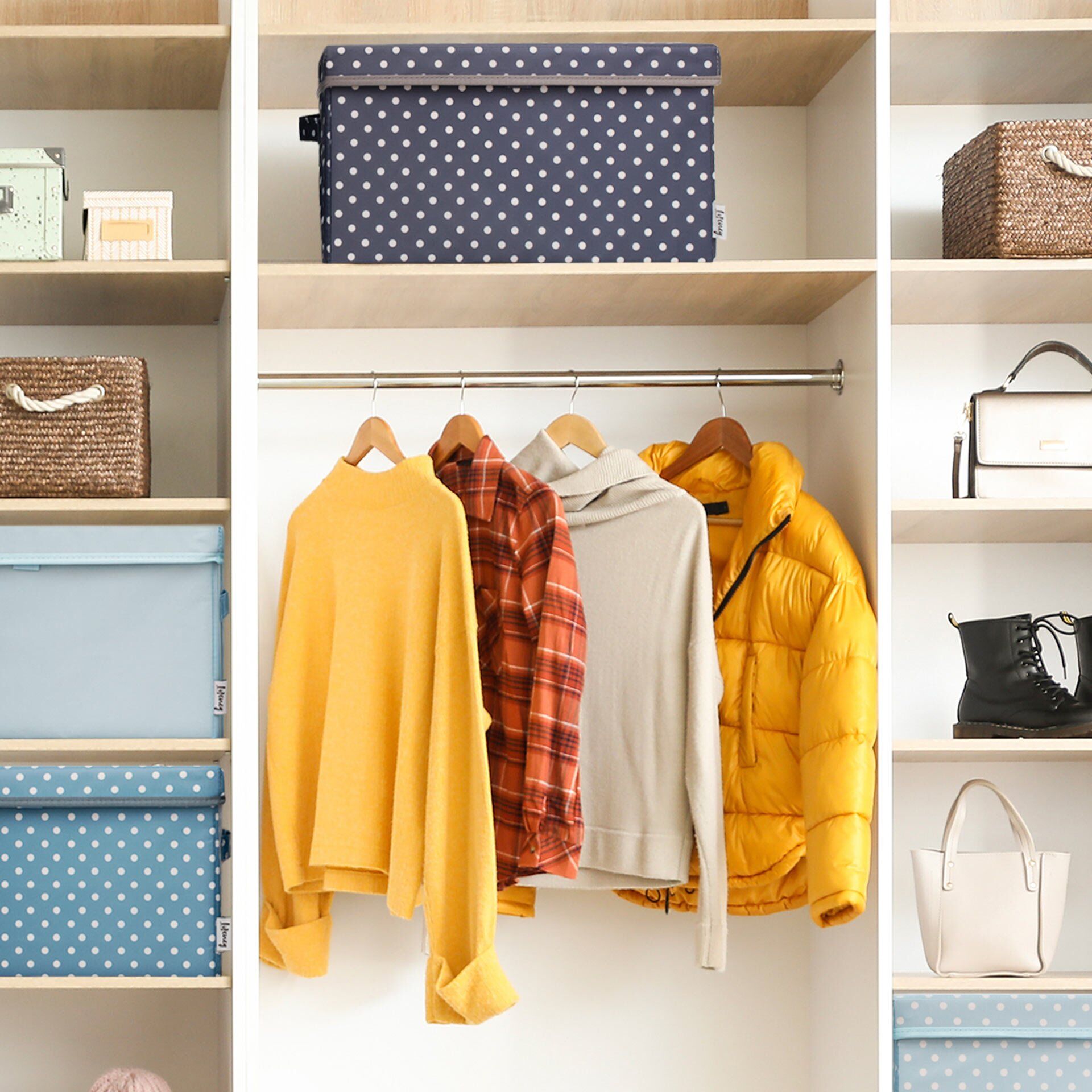 Aufbewahrungsbox 2er-Set mit Deckel, Punkte, anthrazit, 25x37x21cm