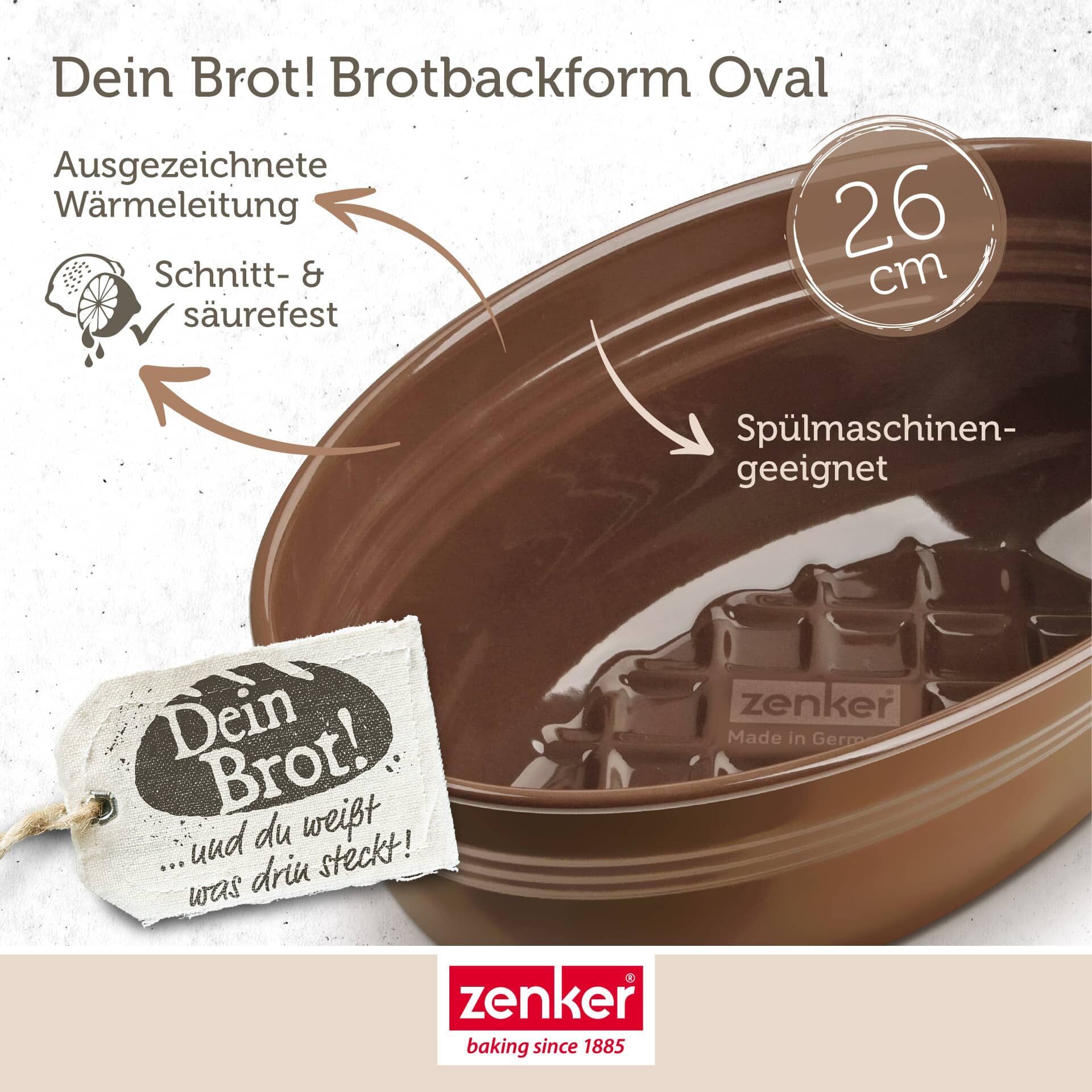Brotbackform oval Dein Brot!, 26,5x16,5cm, Emaille