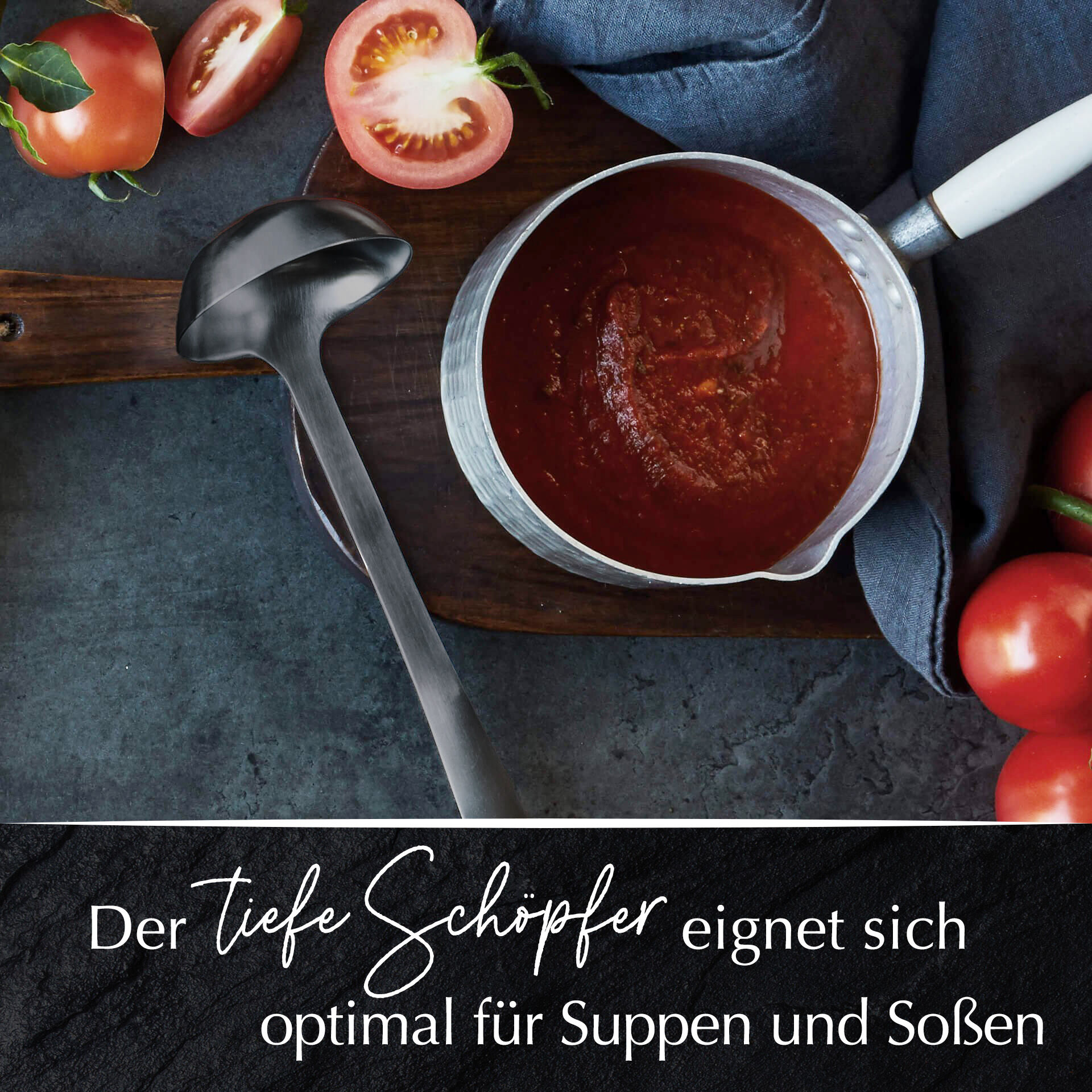 Schöpflöffel Satin, schwarz, Edelstahl