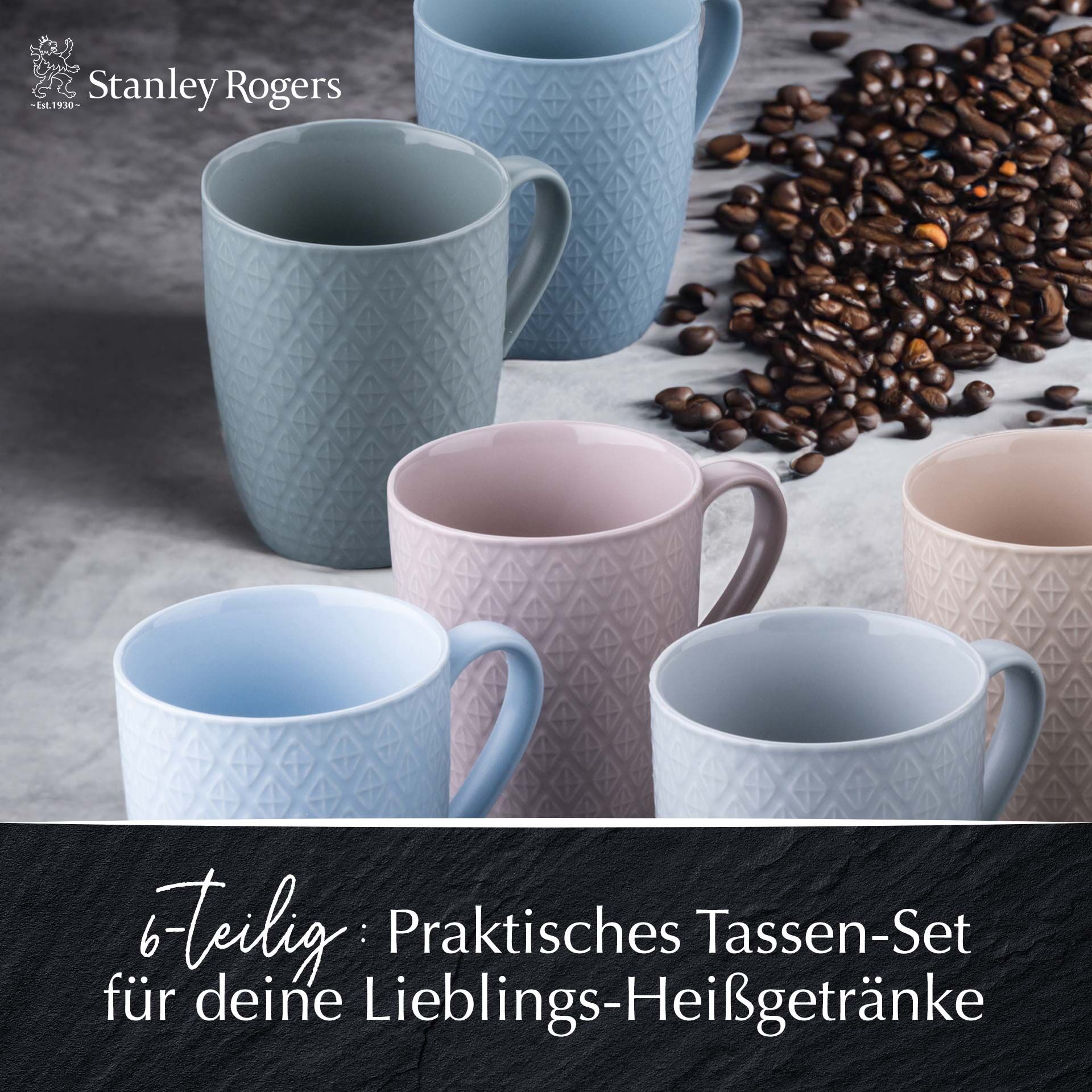 Tassen bunt, 340ml, 6er Set