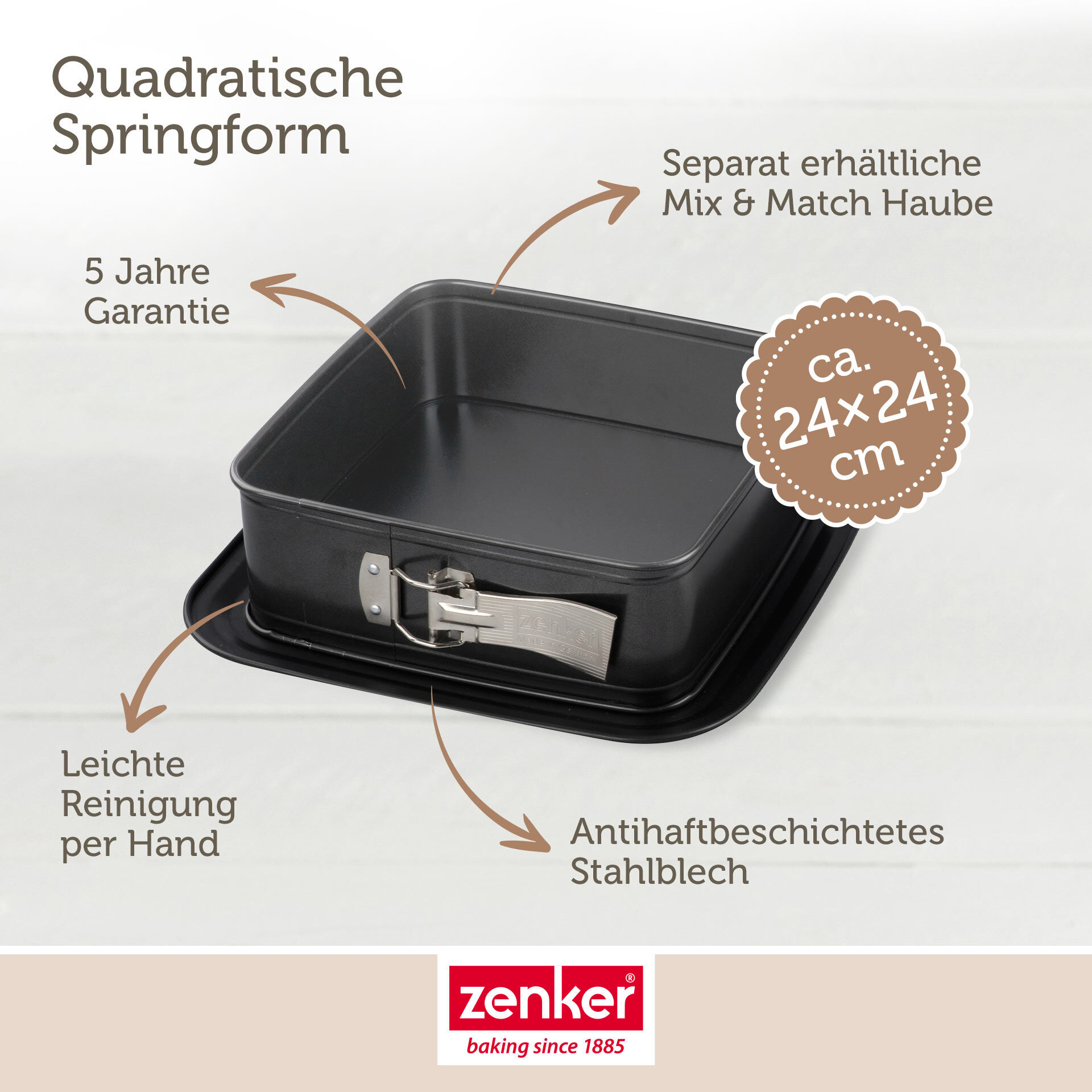 Springform quadratisch Bake, Click & Go, 24x24cm